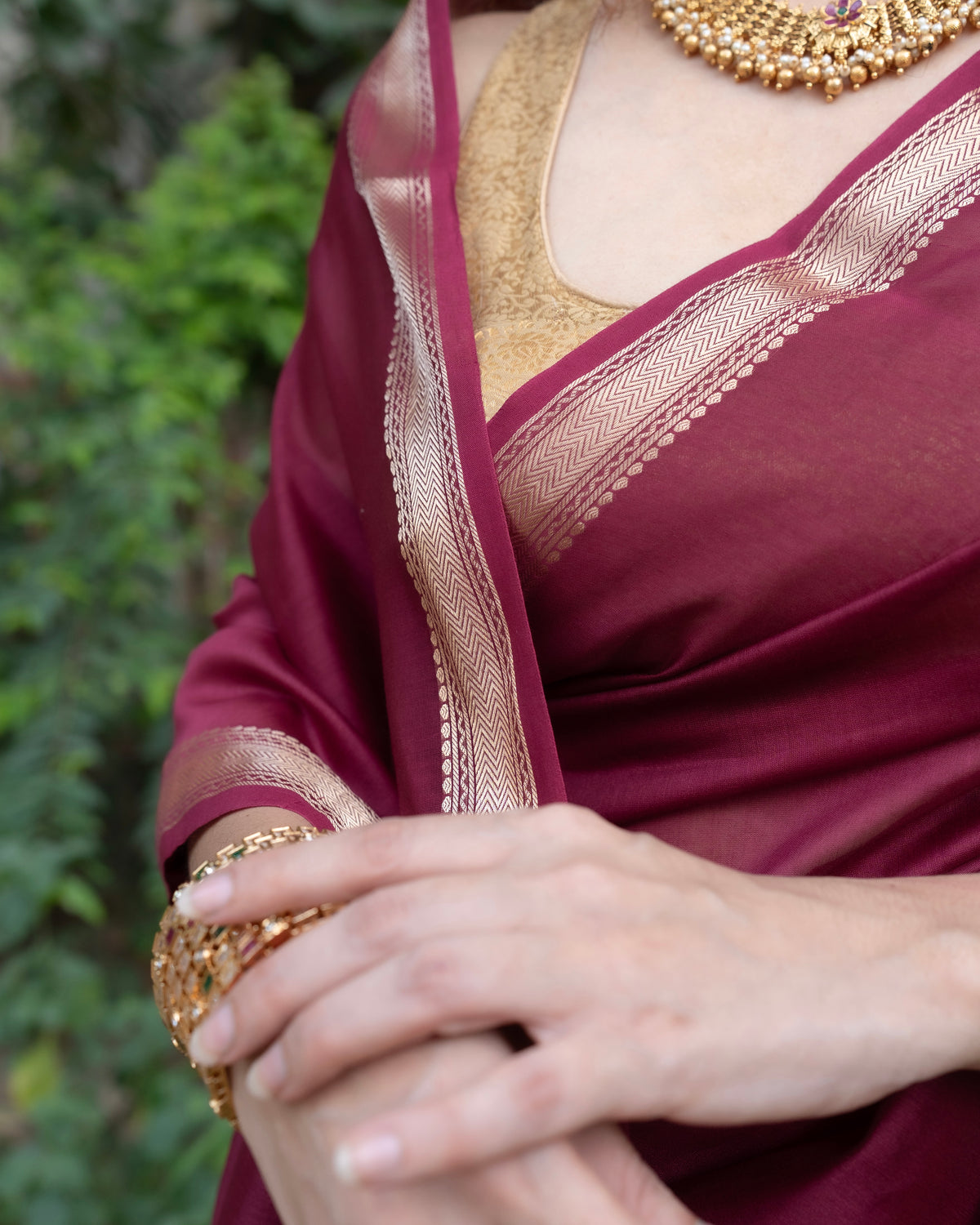 Nazaara | Maroon Cotton Silk Saree