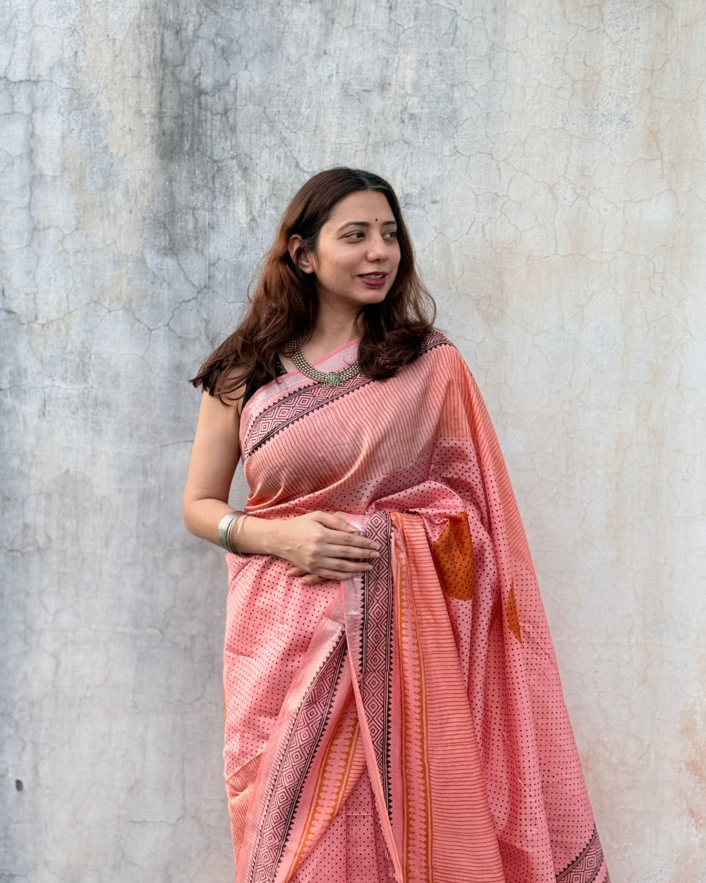 Nisarg | Pink Banana Silk Saree