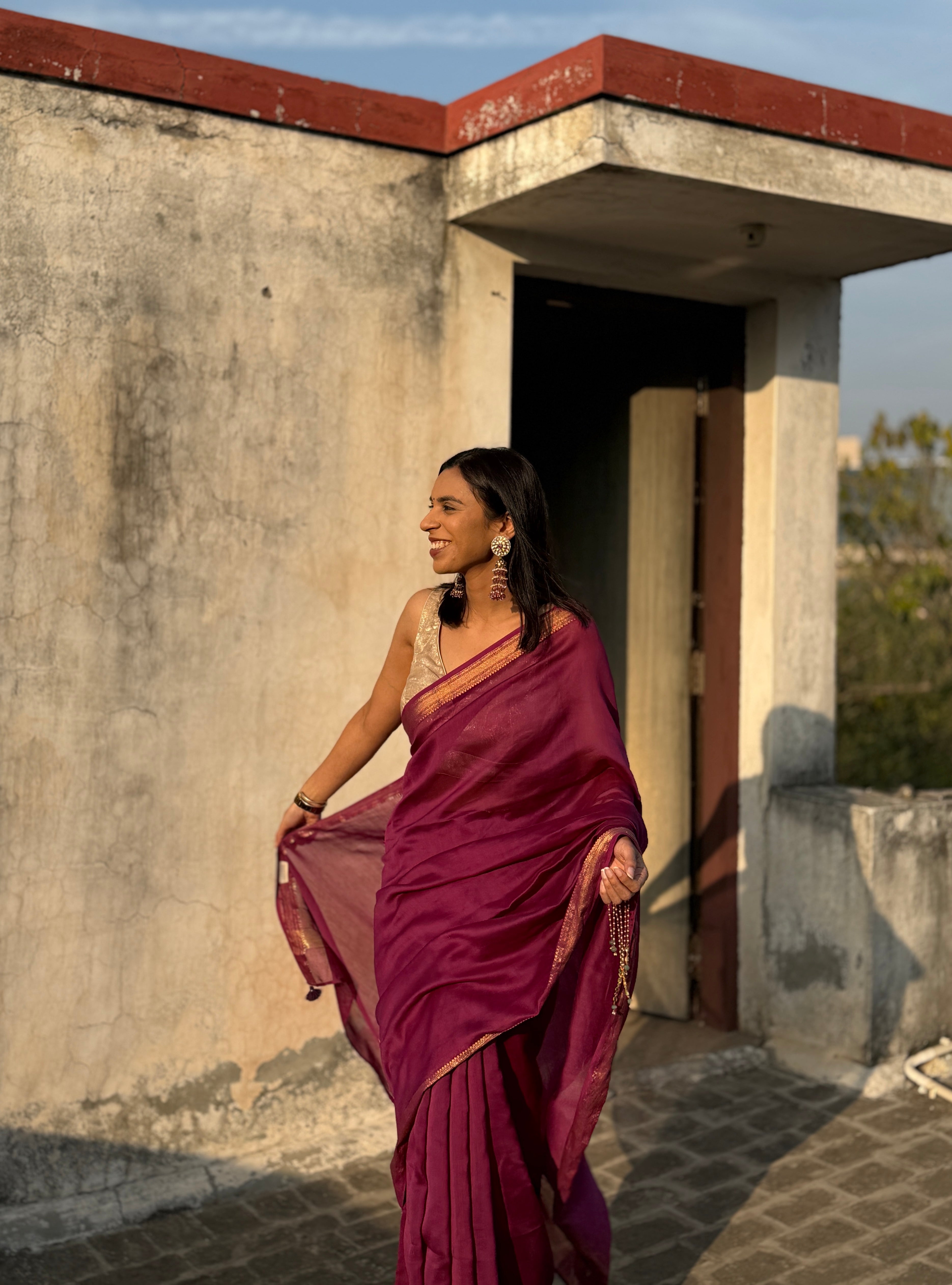 Nazaara | Purple Cotton Silk Saree