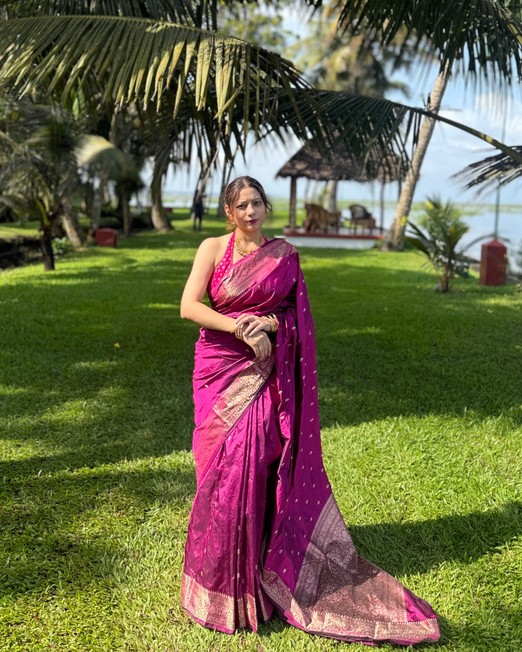 Niloufer | Plum Handloom Banarasi Katan Silk Saree