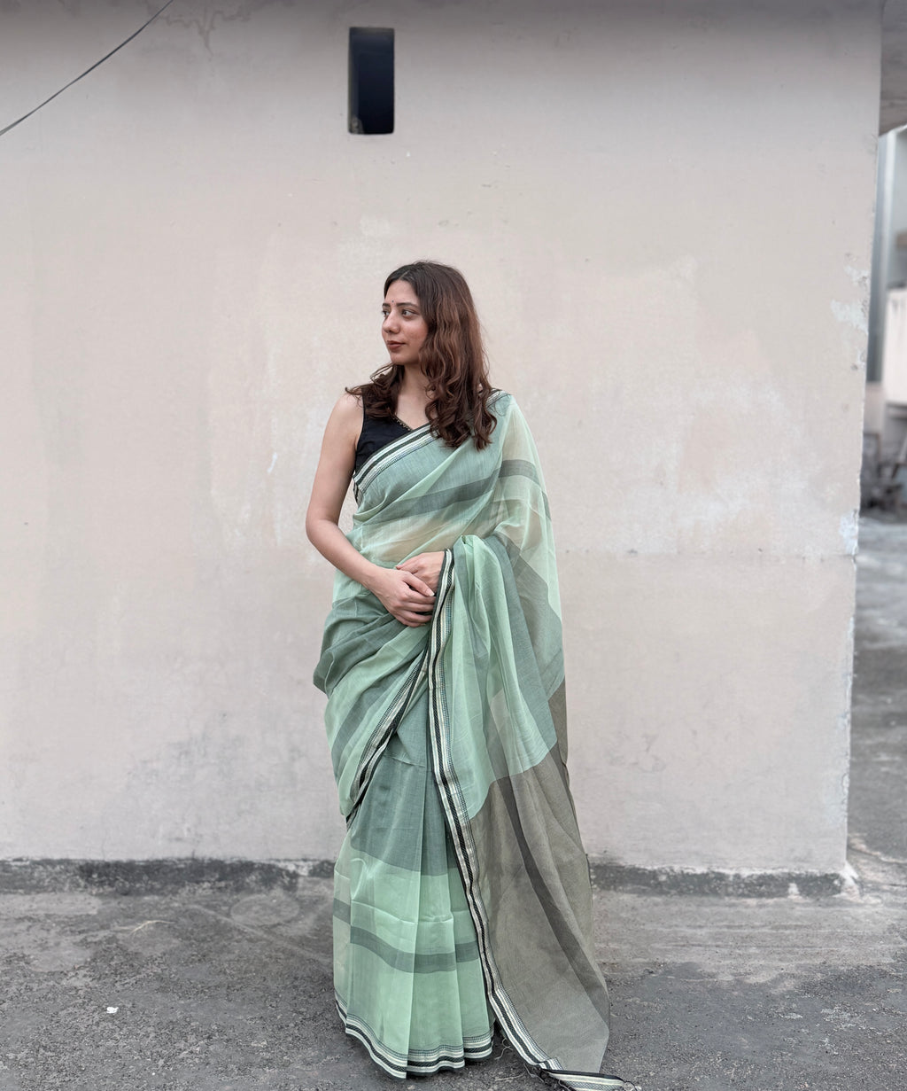 Minty | Mint Green Maheshwari Saree
