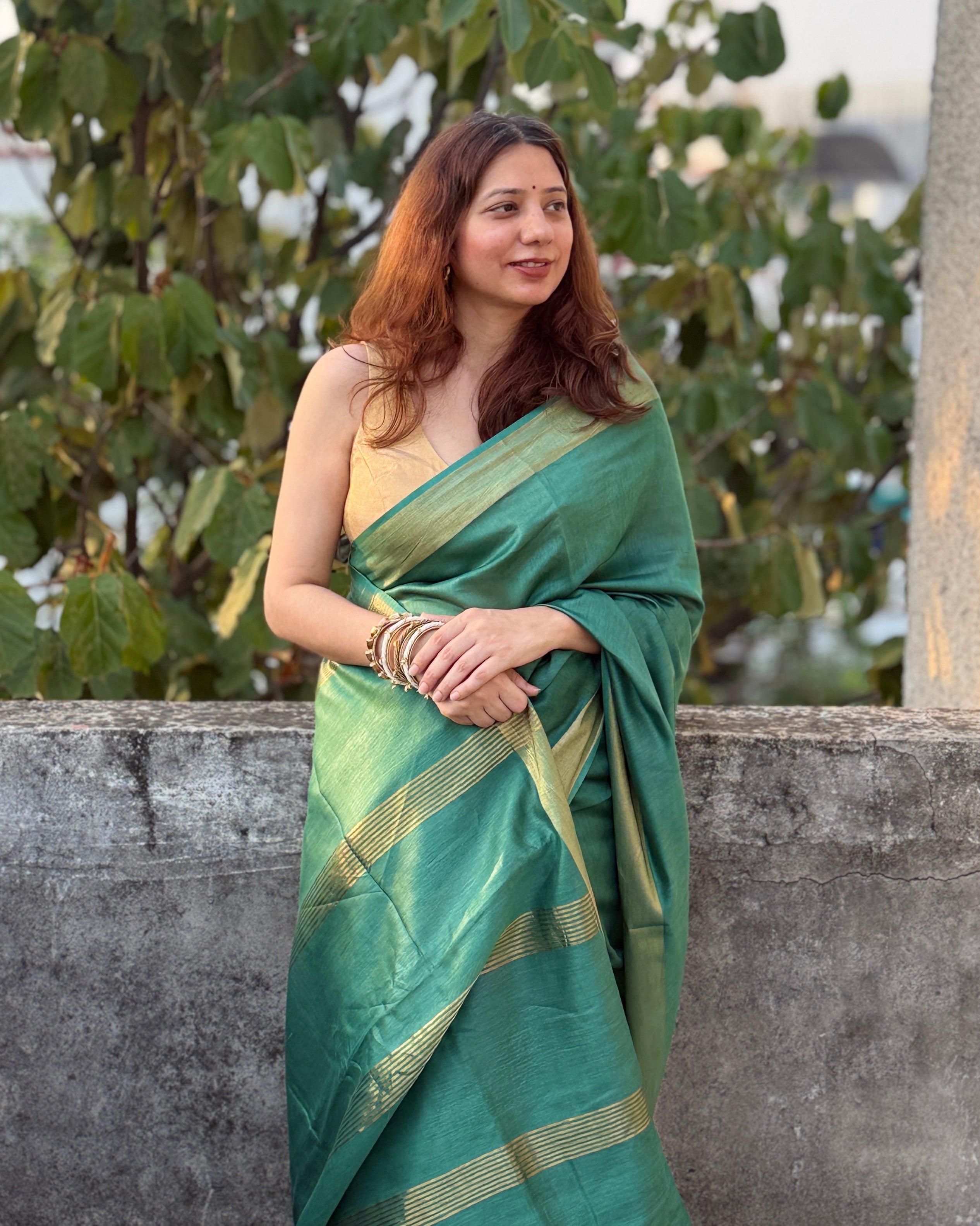 Berry | Green Silk Cotton Saree