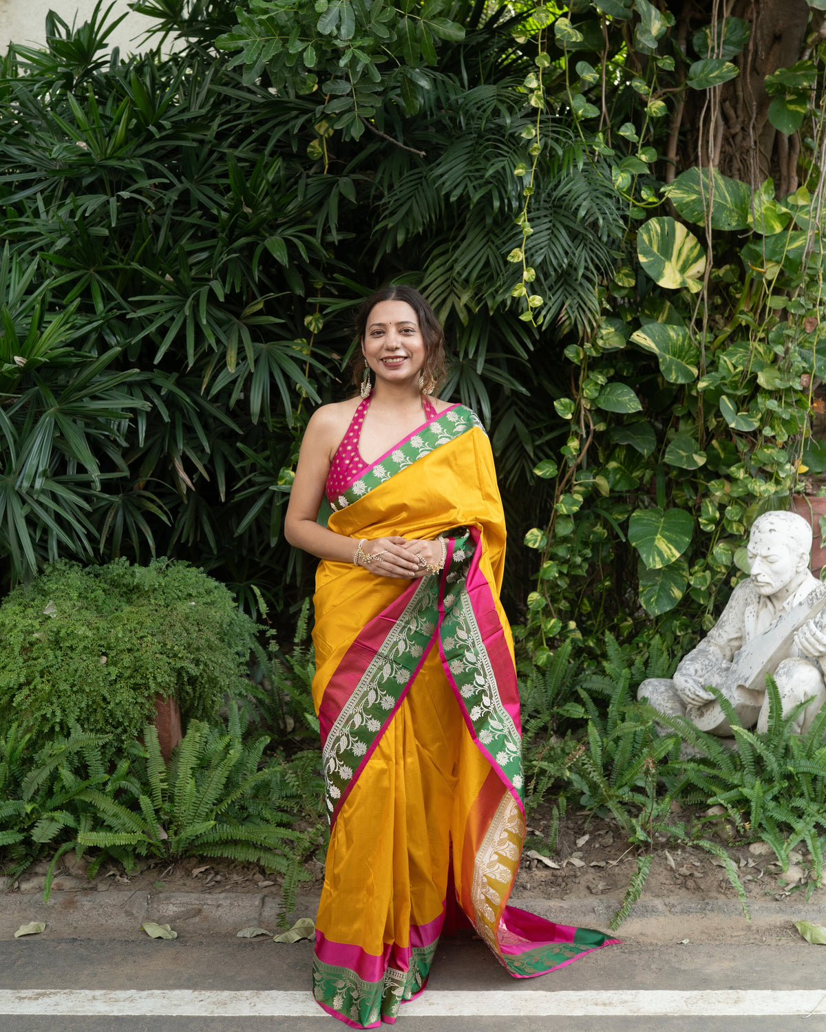 Sajni | Yellow Handloom Banarasi Katan Silk Saree
