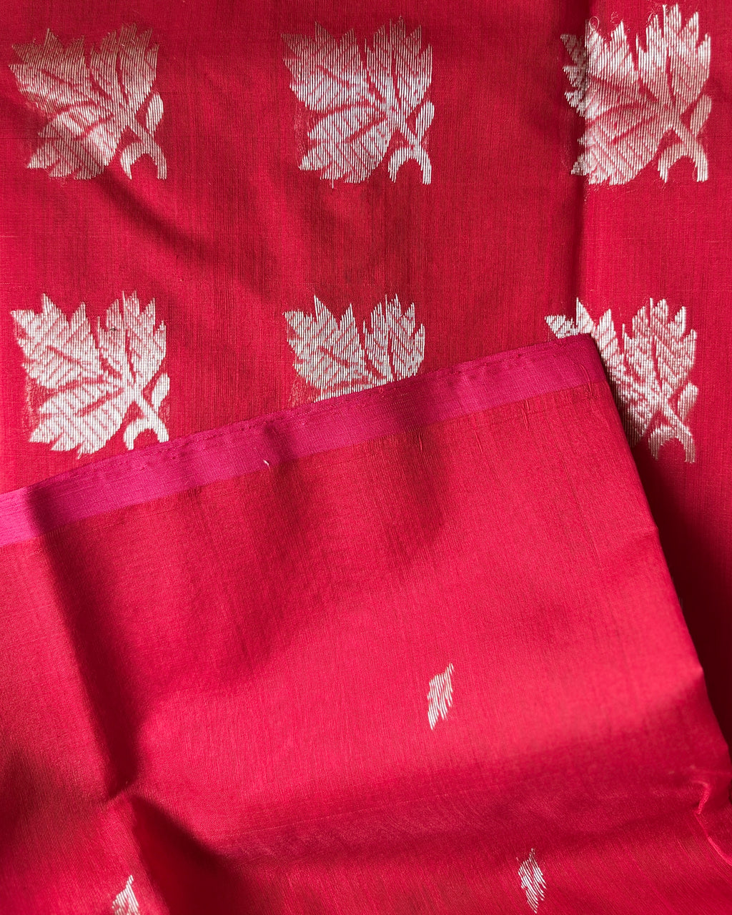 Devi | Red Chanderi Saree with Silver Bootis