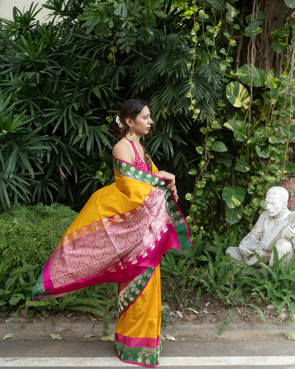 Sajni | Yellow Handloom Banarasi Katan Silk Saree