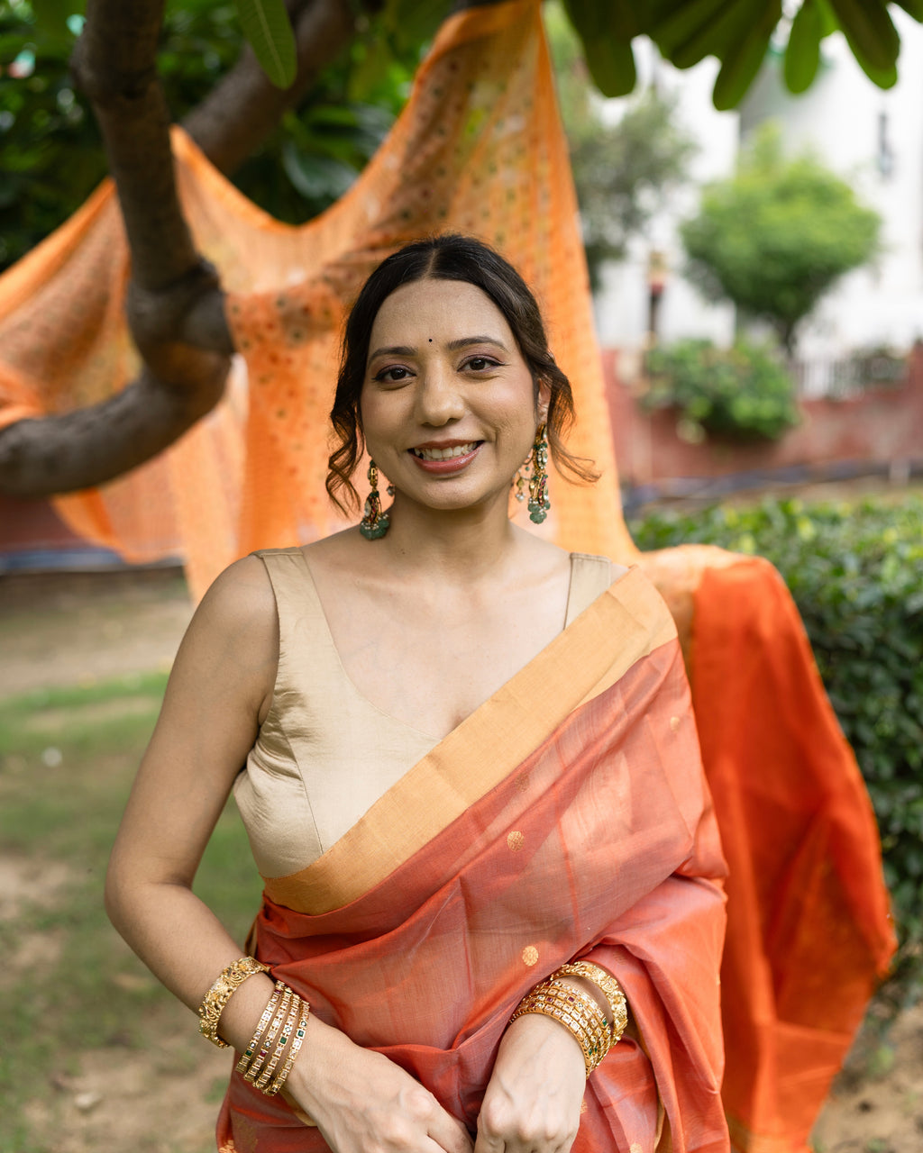 Narangi | Orange Chanderi Saree