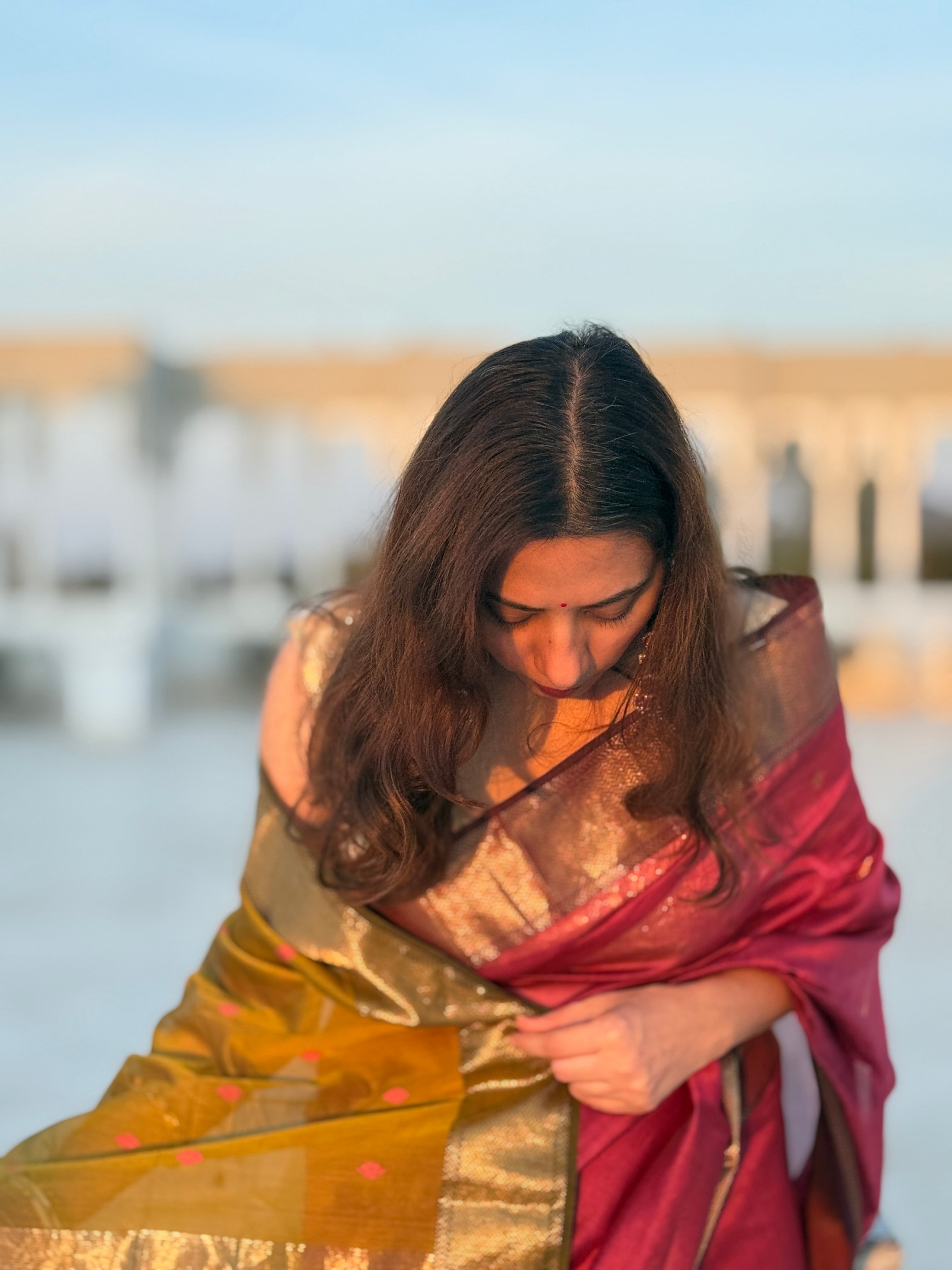 Gulab | Pink Chanderi Silk Saree with Contrast Pallu
