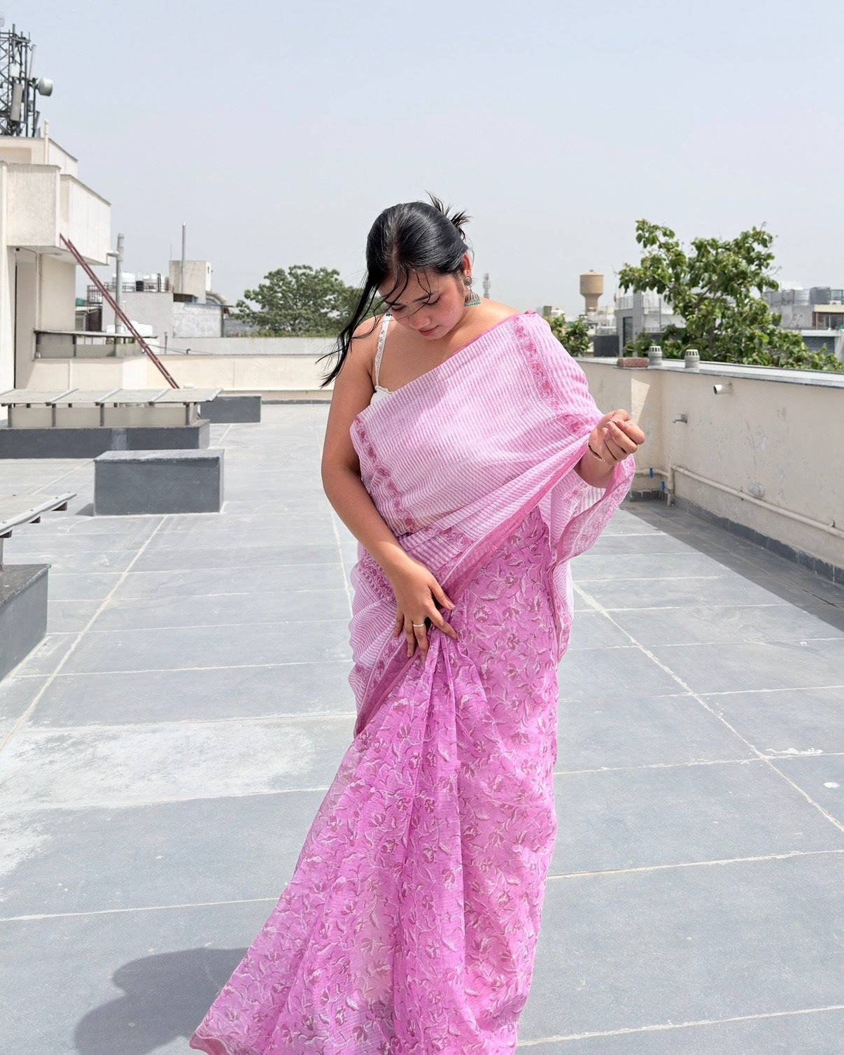 Mulberry | Printed Kota Doria Saree