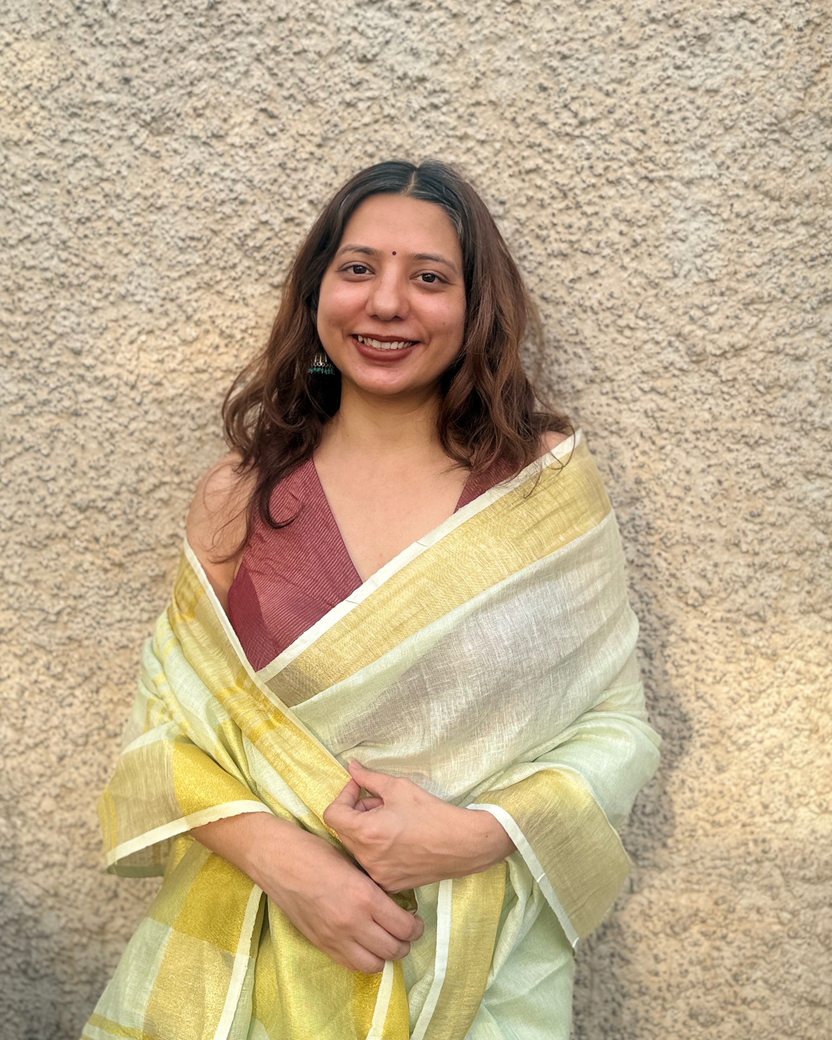 Sorbet | Green Linen Saree