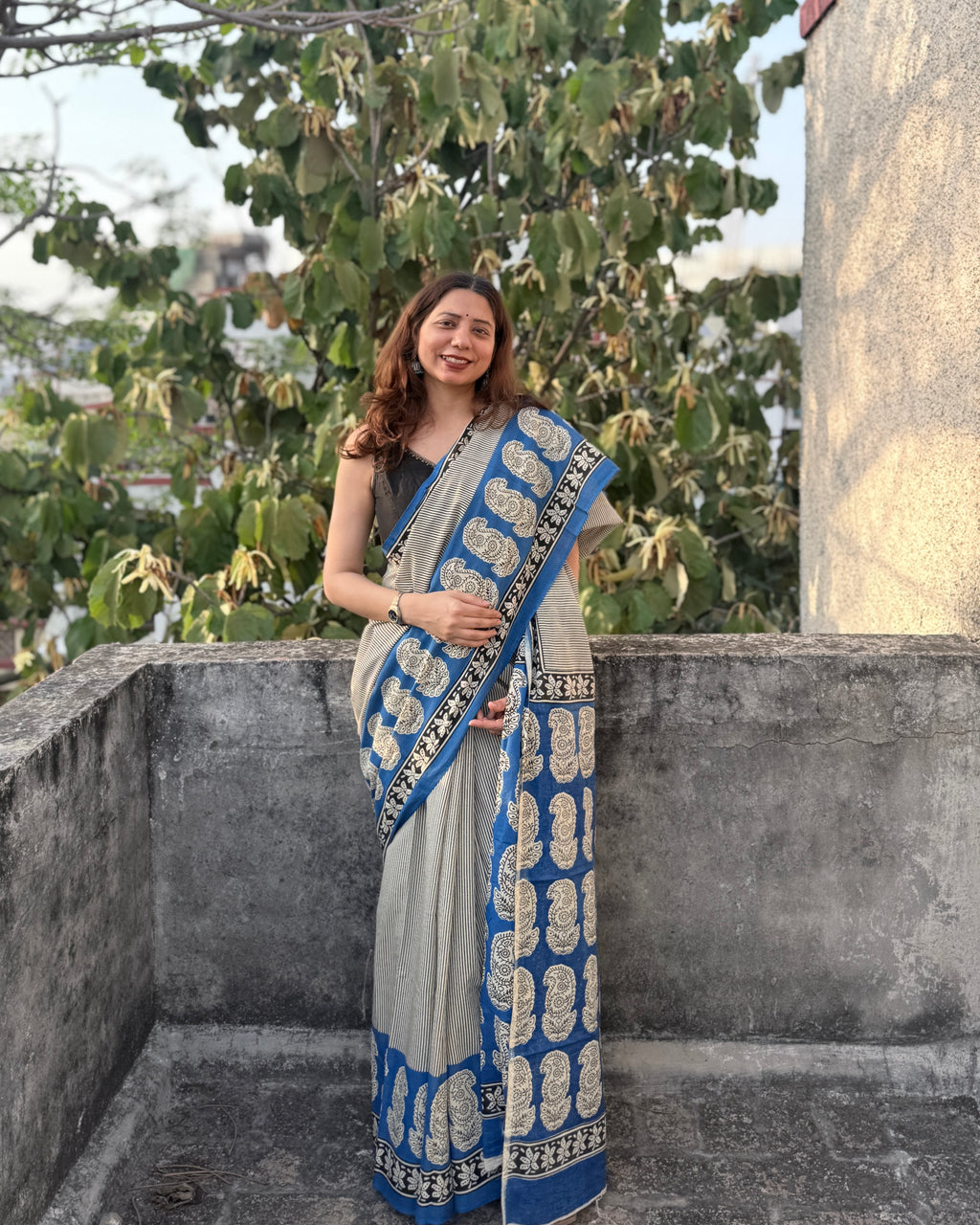 Nilambari | Hand-blocked Cotton Saree