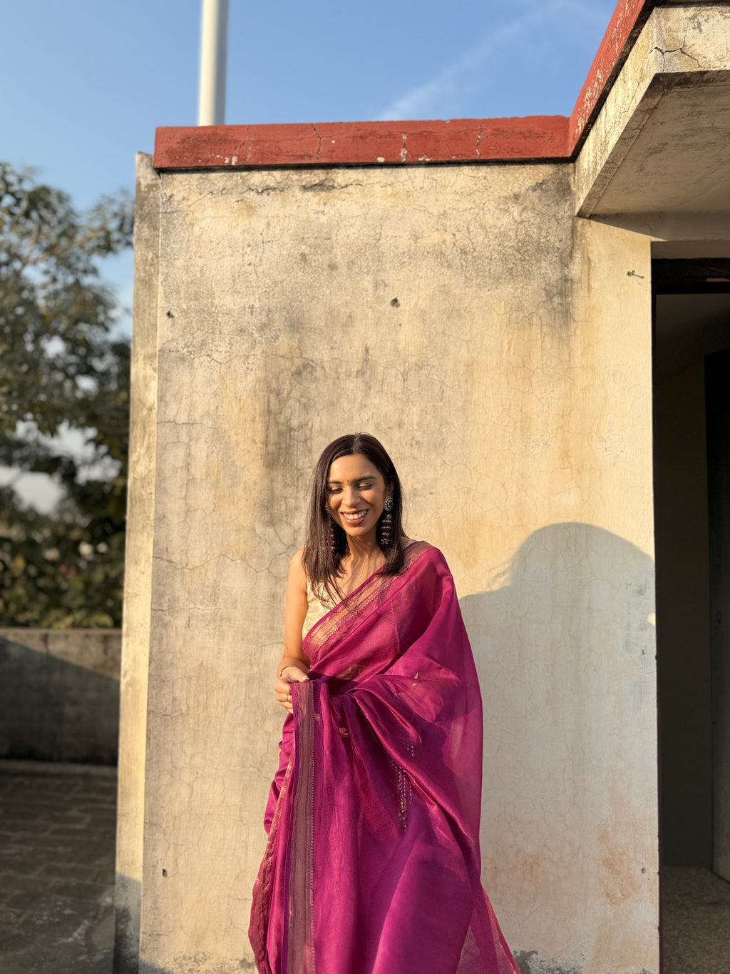 Nazaara | Purple Cotton Silk Saree