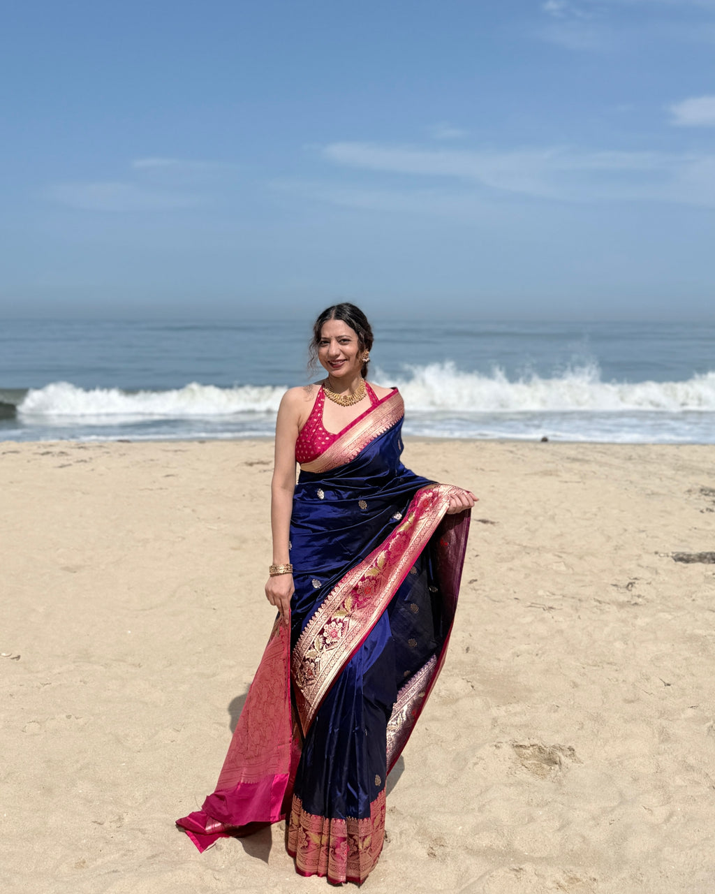 Yamini | Blue Handloom Banarasi Katan Silk Saree