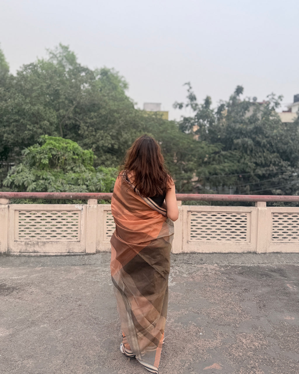 Candy | Peach Maheshwari Saree