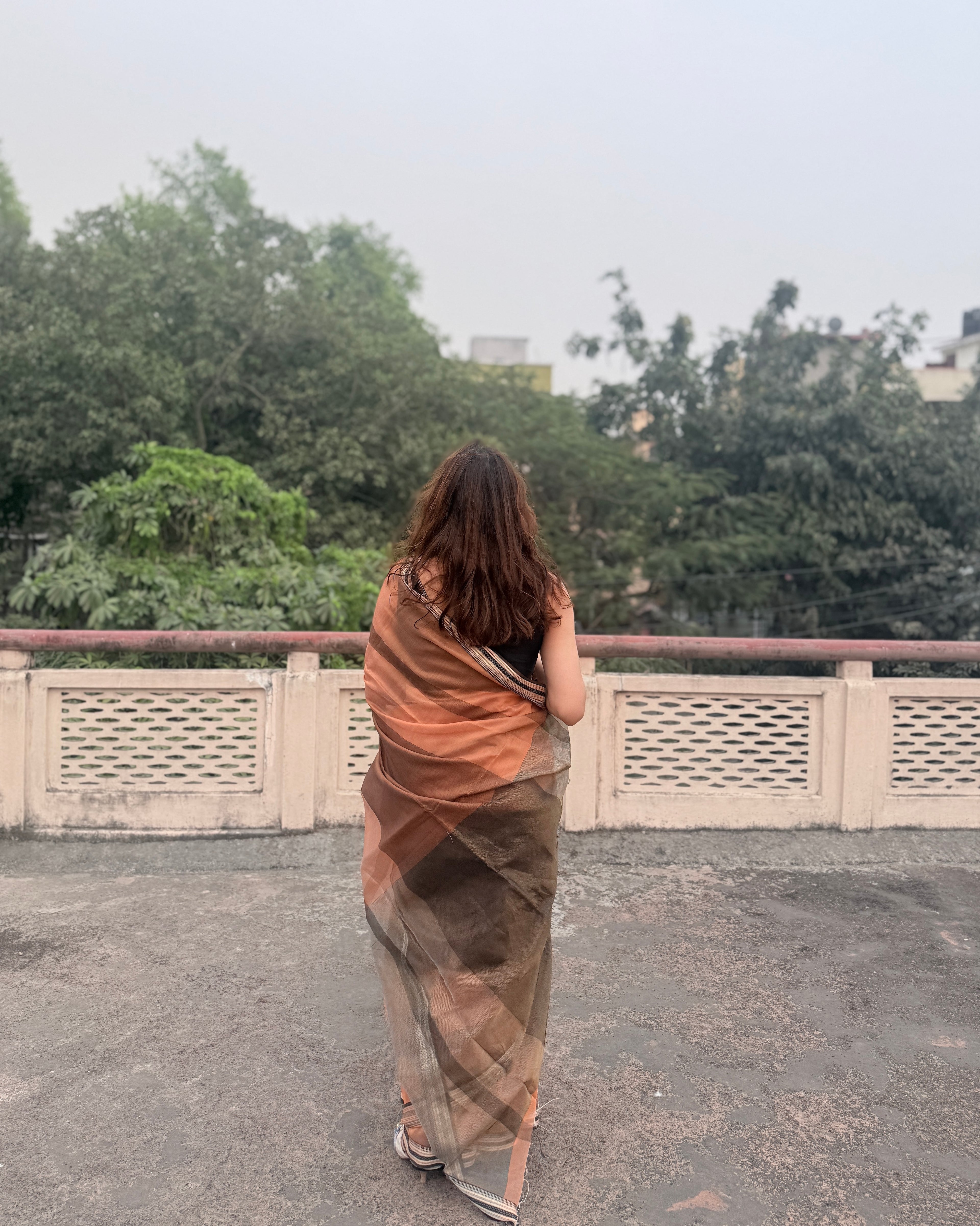 Candy | Peach Maheshwari Saree