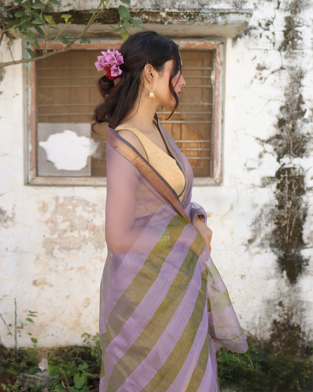 Rumi | Lavender Maheshwari Checks Saree