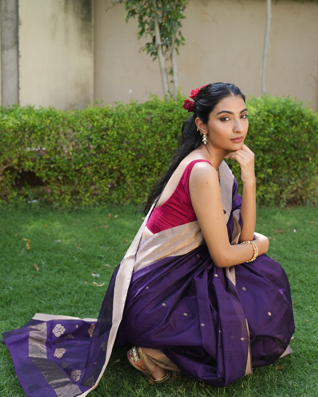 Neelima | Purple Chanderi Silk Saree