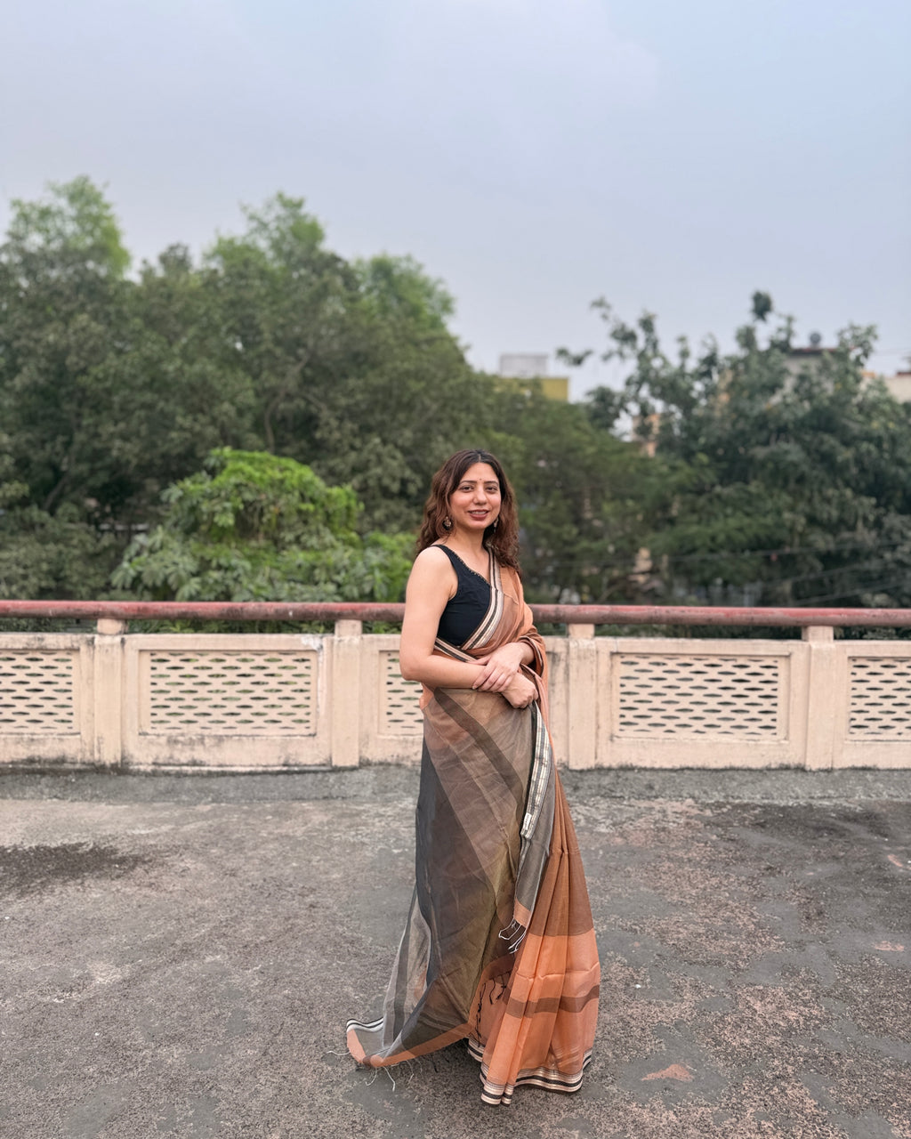 Candy | Peach Maheshwari Saree