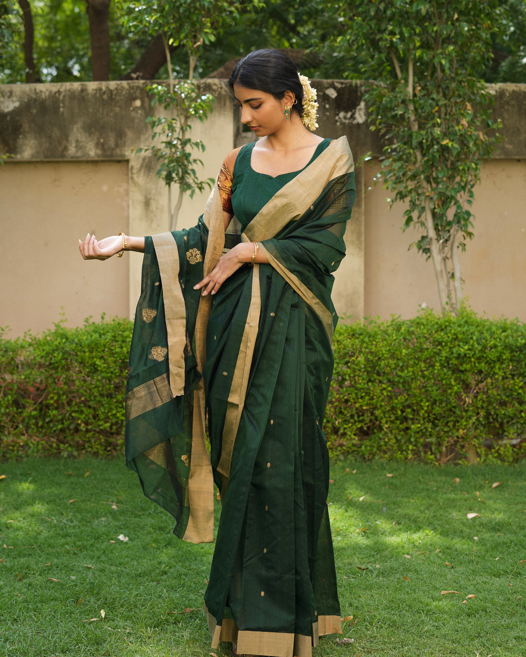 Heena | Green Chanderi Silk Saree