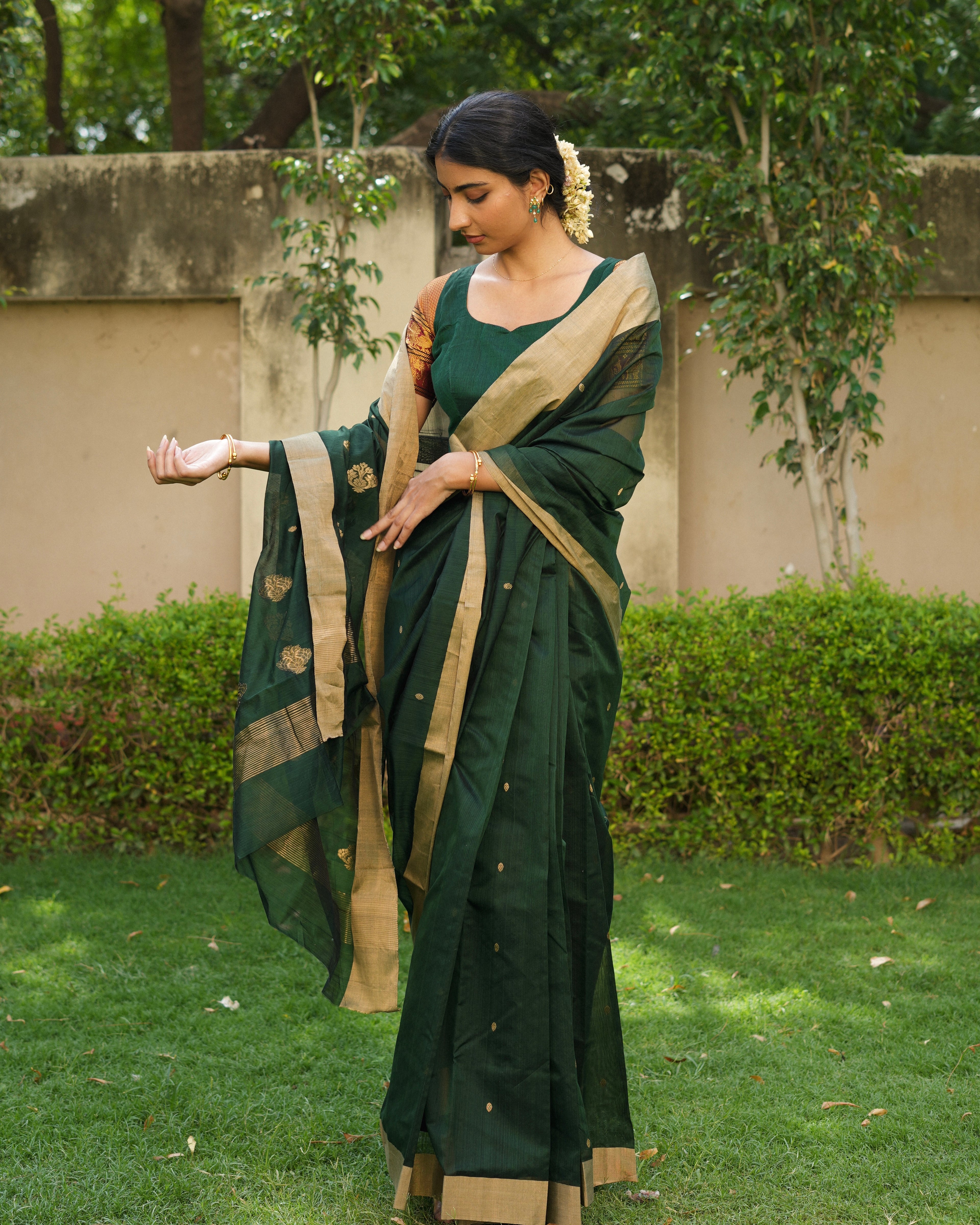 Heena | Green Chanderi Silk Saree
