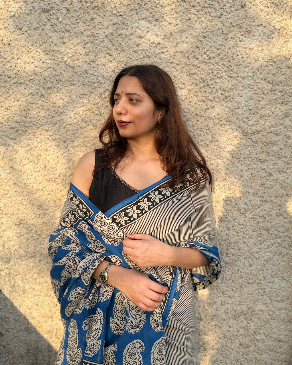 Nilambari | Hand-blocked Cotton Saree