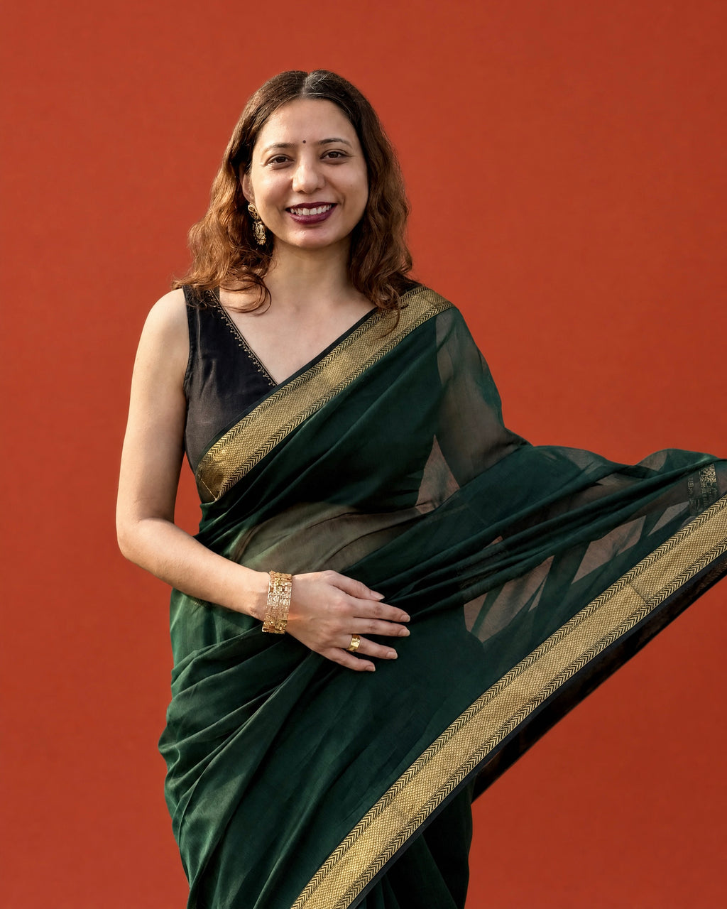 Tina | Green Blue Maheshwari Saree