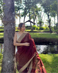 Khajuri | Maroon Chanderi Saree