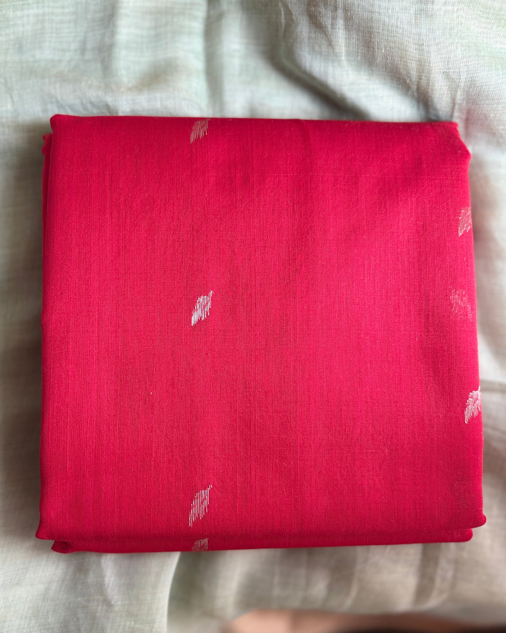 Devi | Red Chanderi Saree with Silver Bootis
