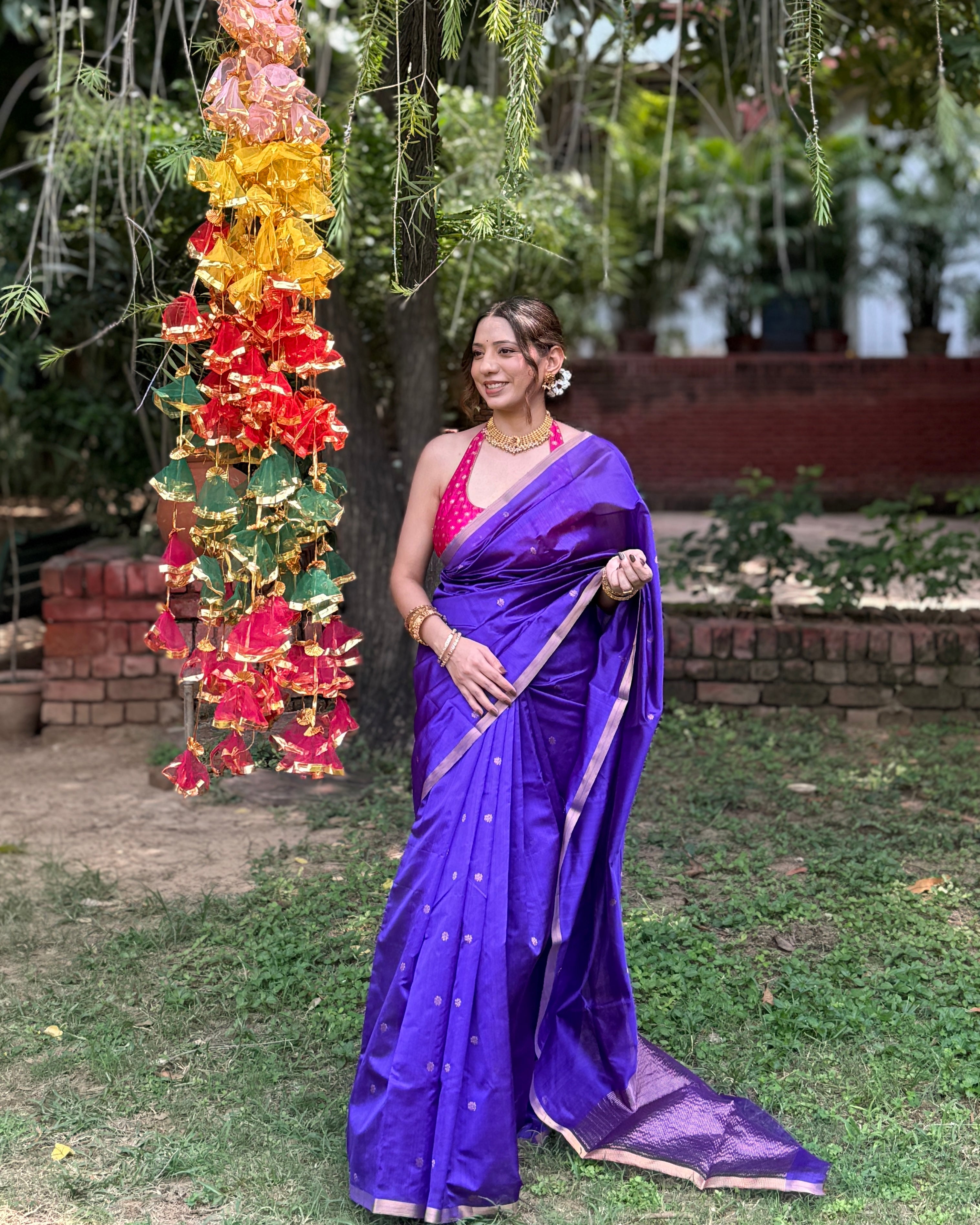 Laila | Purple Chanderi Pattu Silk Saree