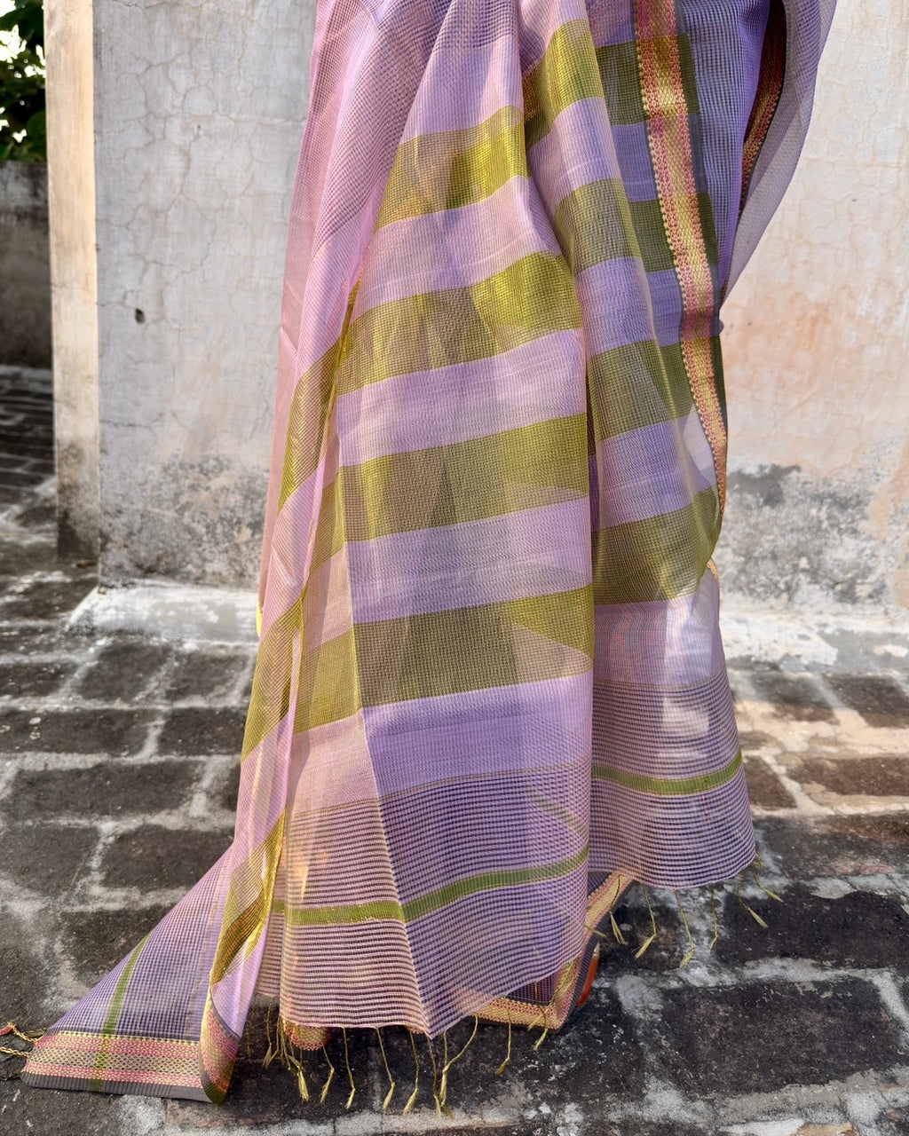 Rumi | Lavender Maheshwari Checks Saree