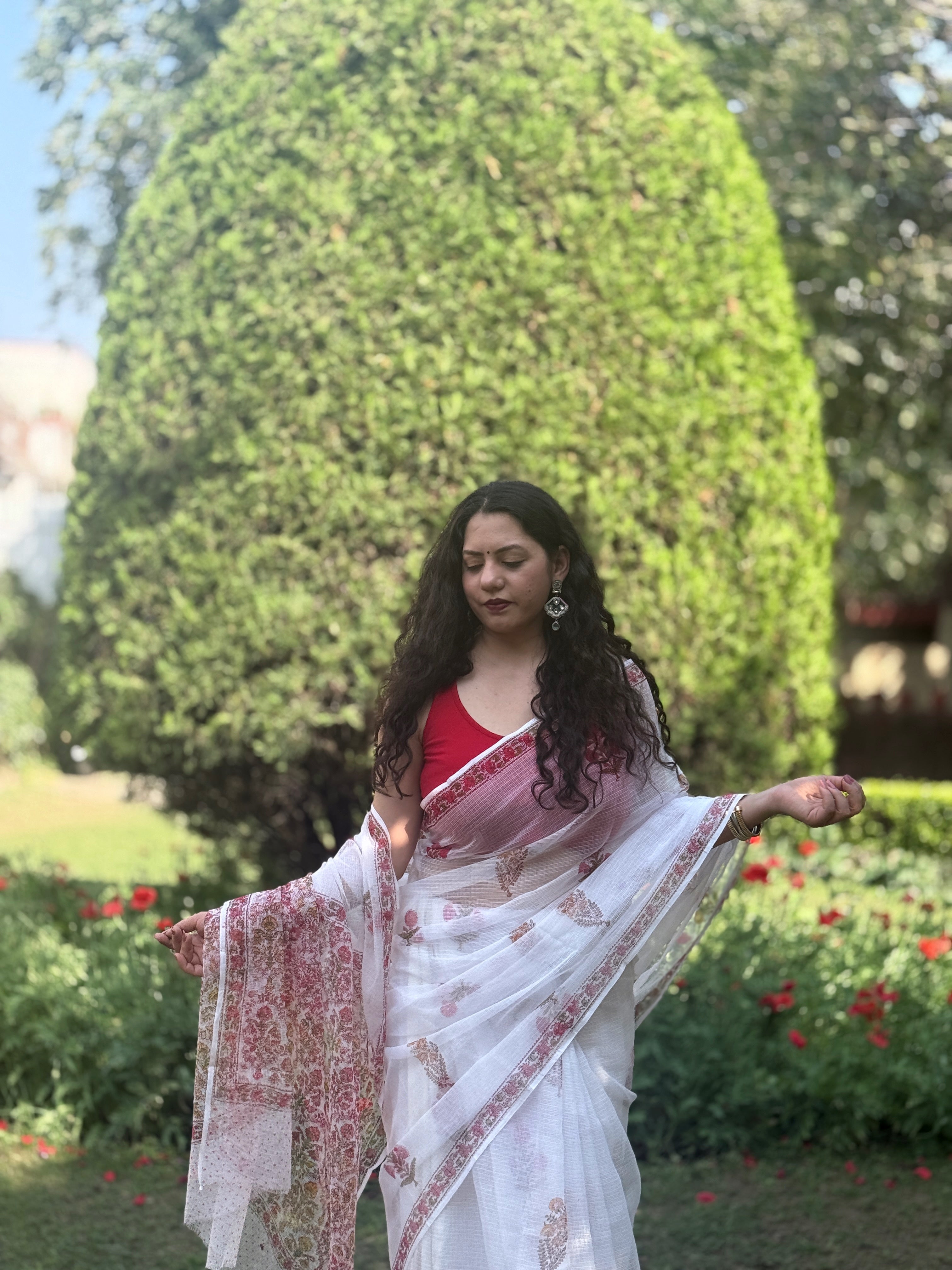 Baagh | Printed Kota Doria Saree