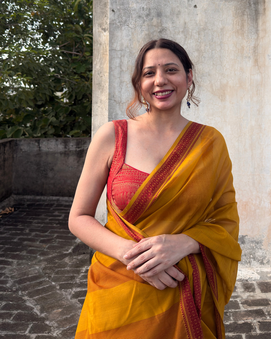 Chameli | Marigold Yellow Maheshwari Saree