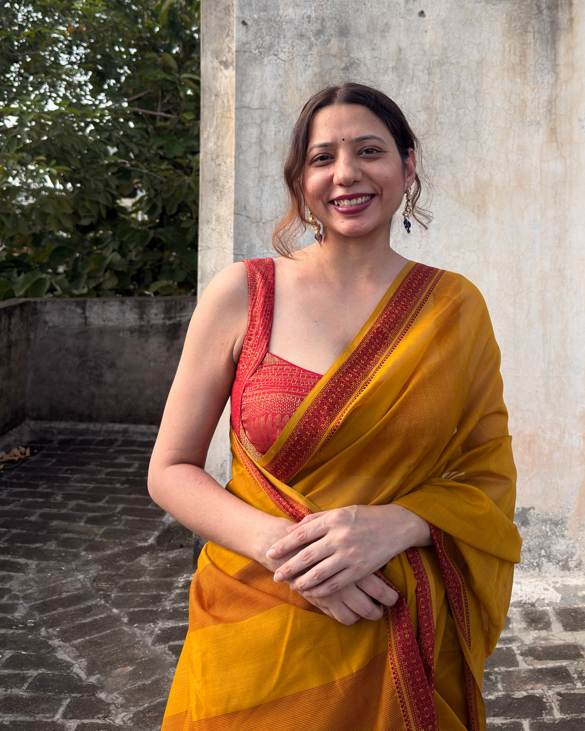 Chameli | Marigold Yellow Maheshwari Saree