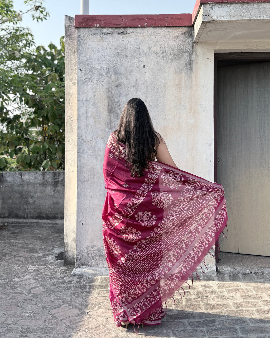 Phalsa | Plum Banana Silk Saree