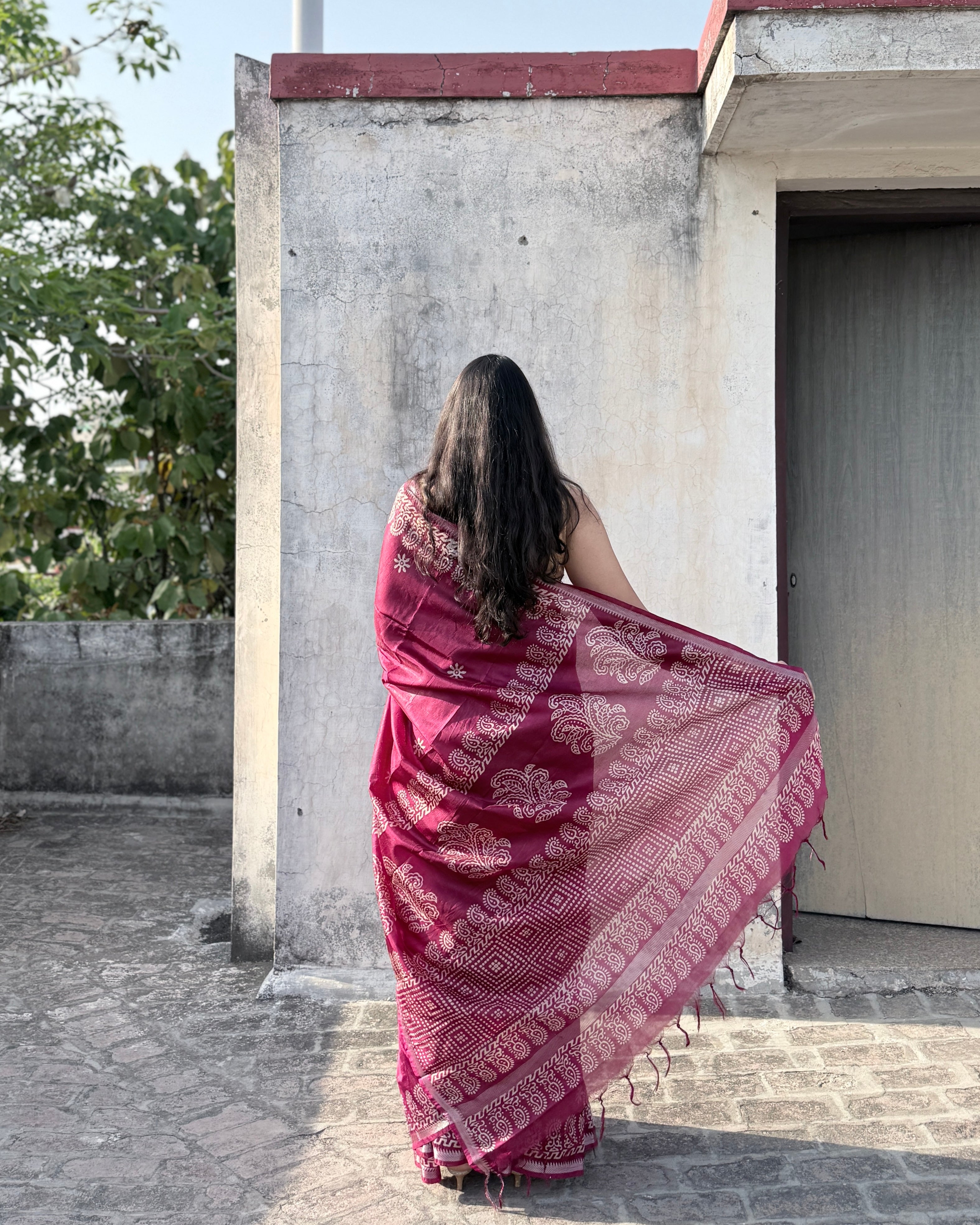 Phalsa | Plum Banana Silk Saree