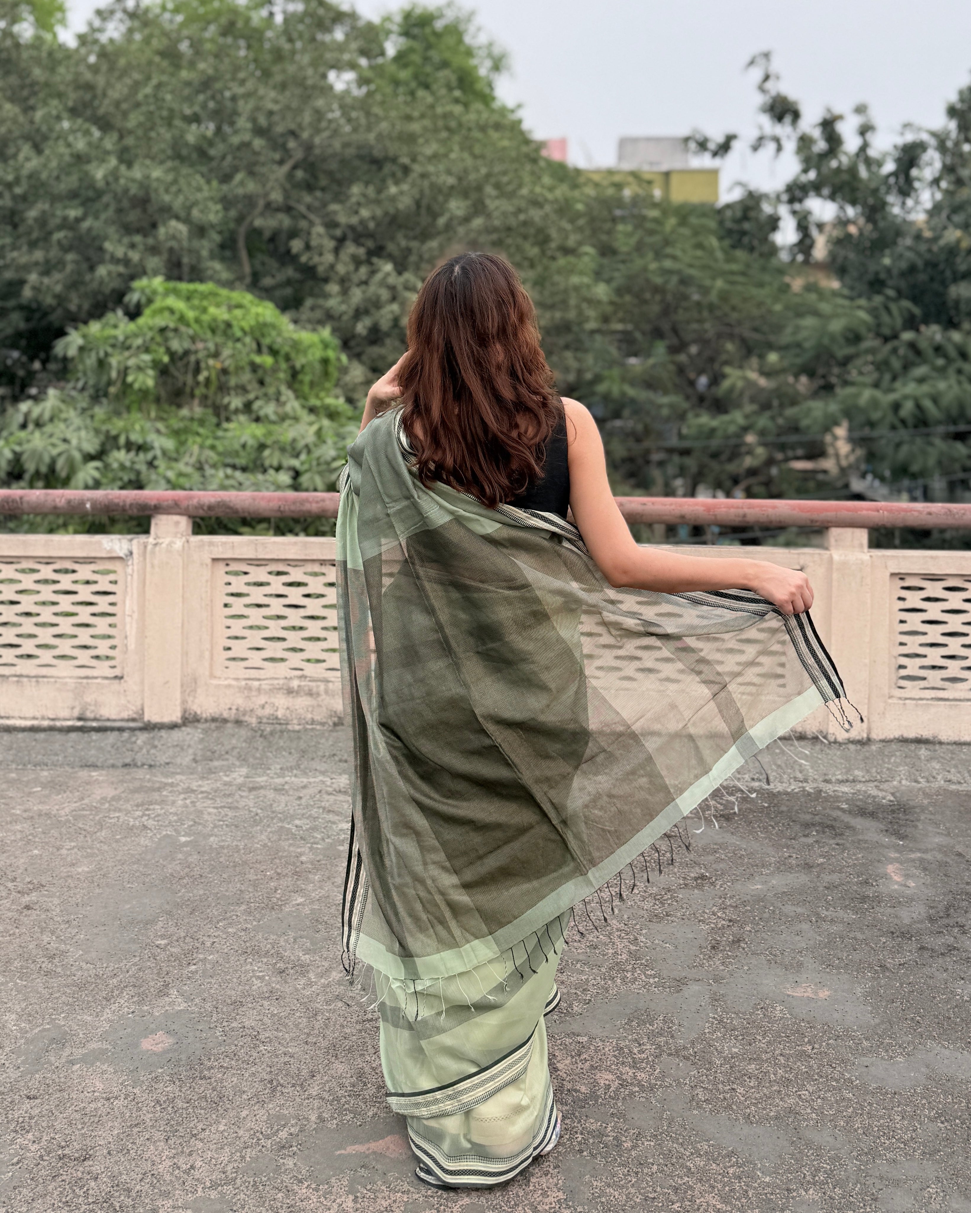 Minty | Mint Green Maheshwari Saree