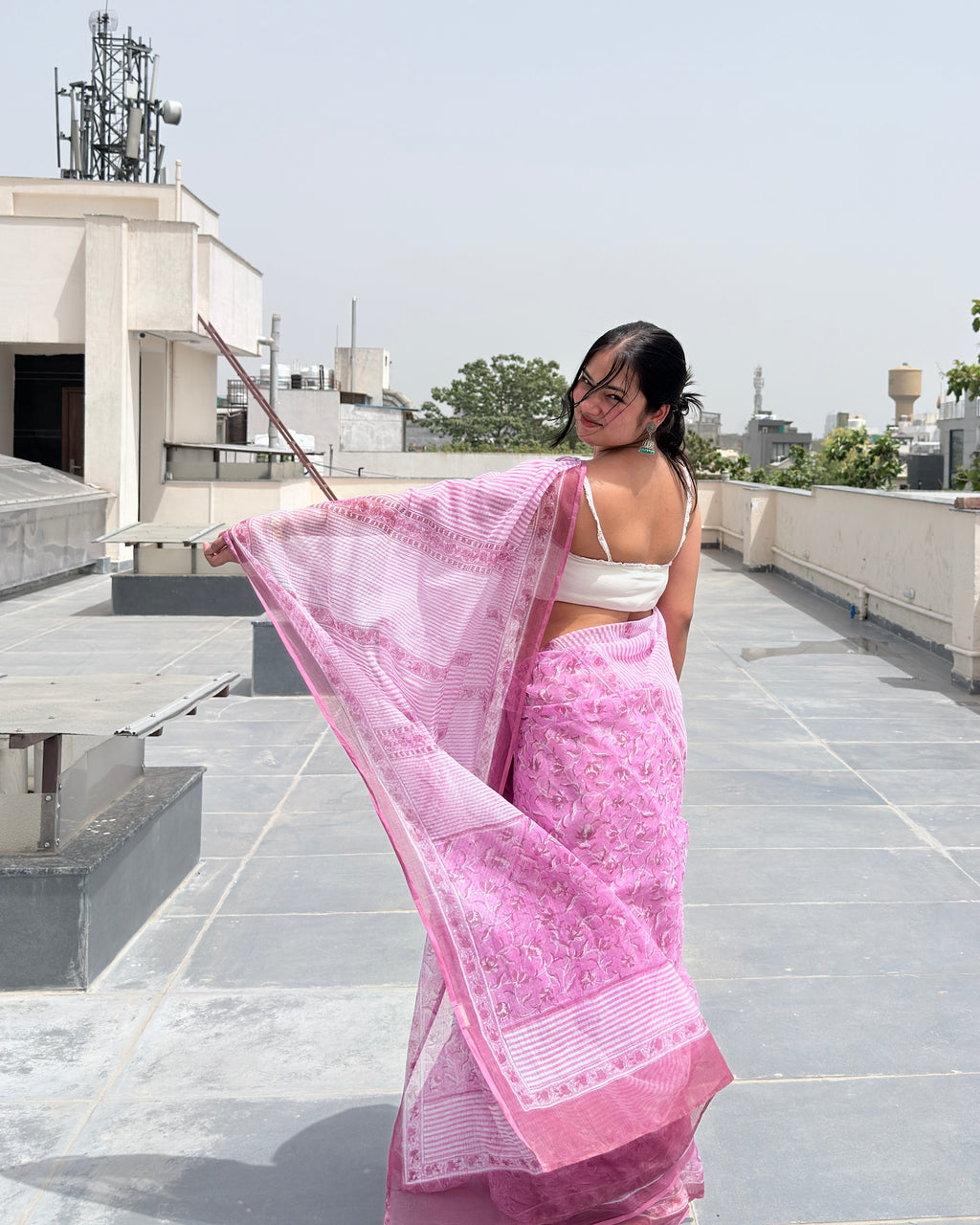Mulberry | Printed Kota Doria Saree
