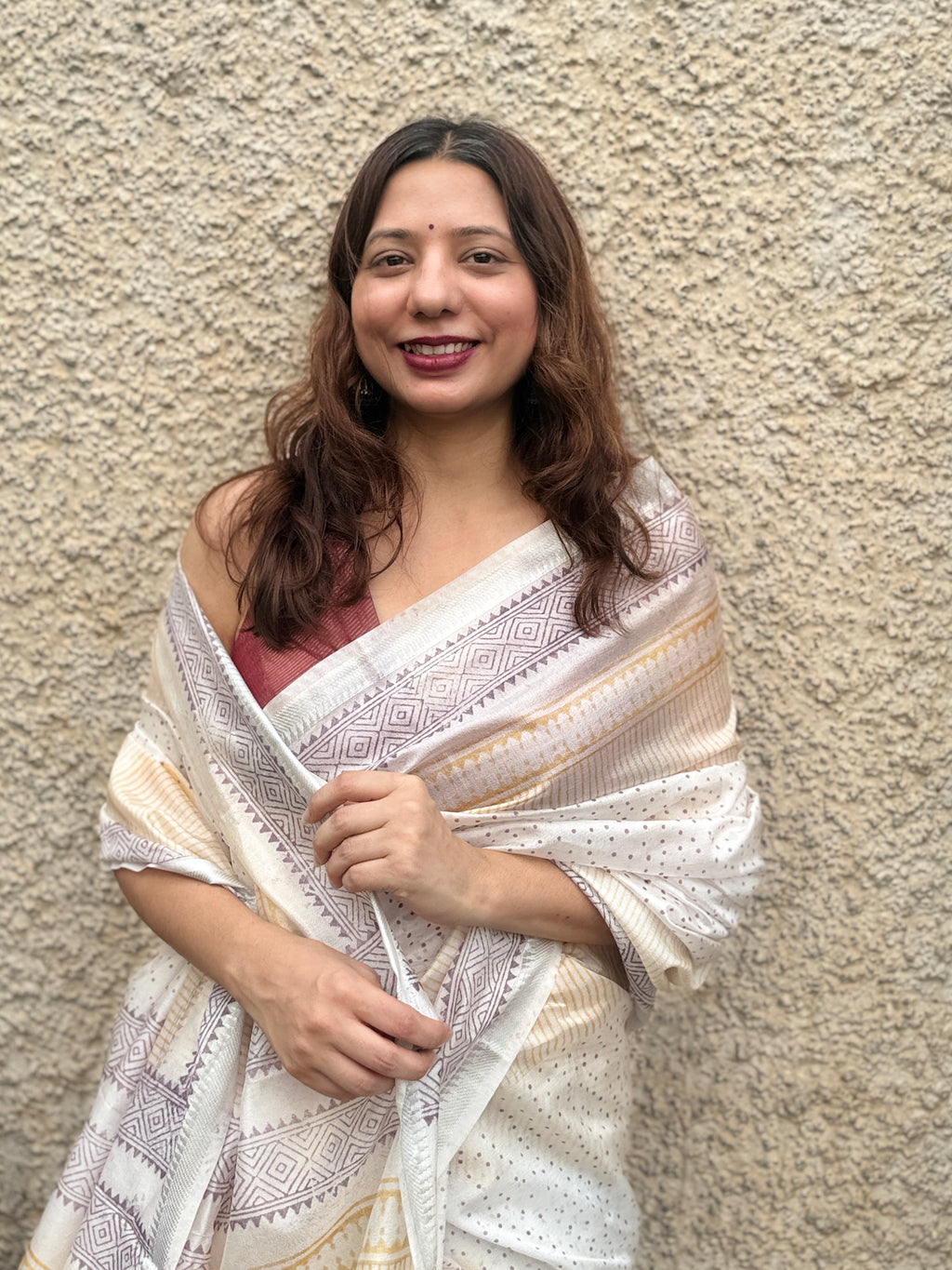 Champa | White Banana Silk Saree