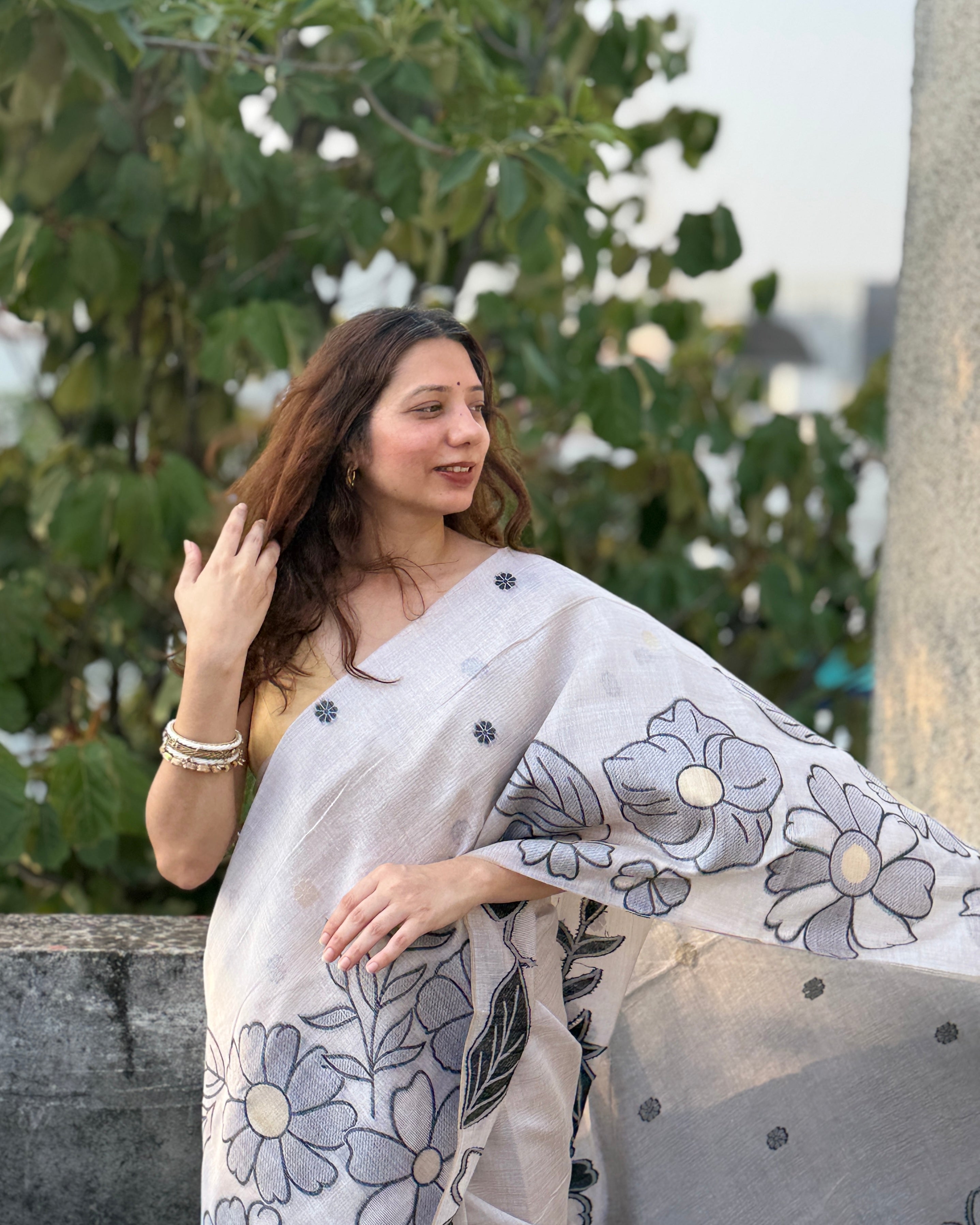 Chitra | Ivory Jamdani Saree