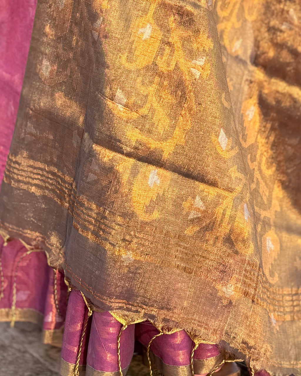 Kiran | Gold Jamdani Saree