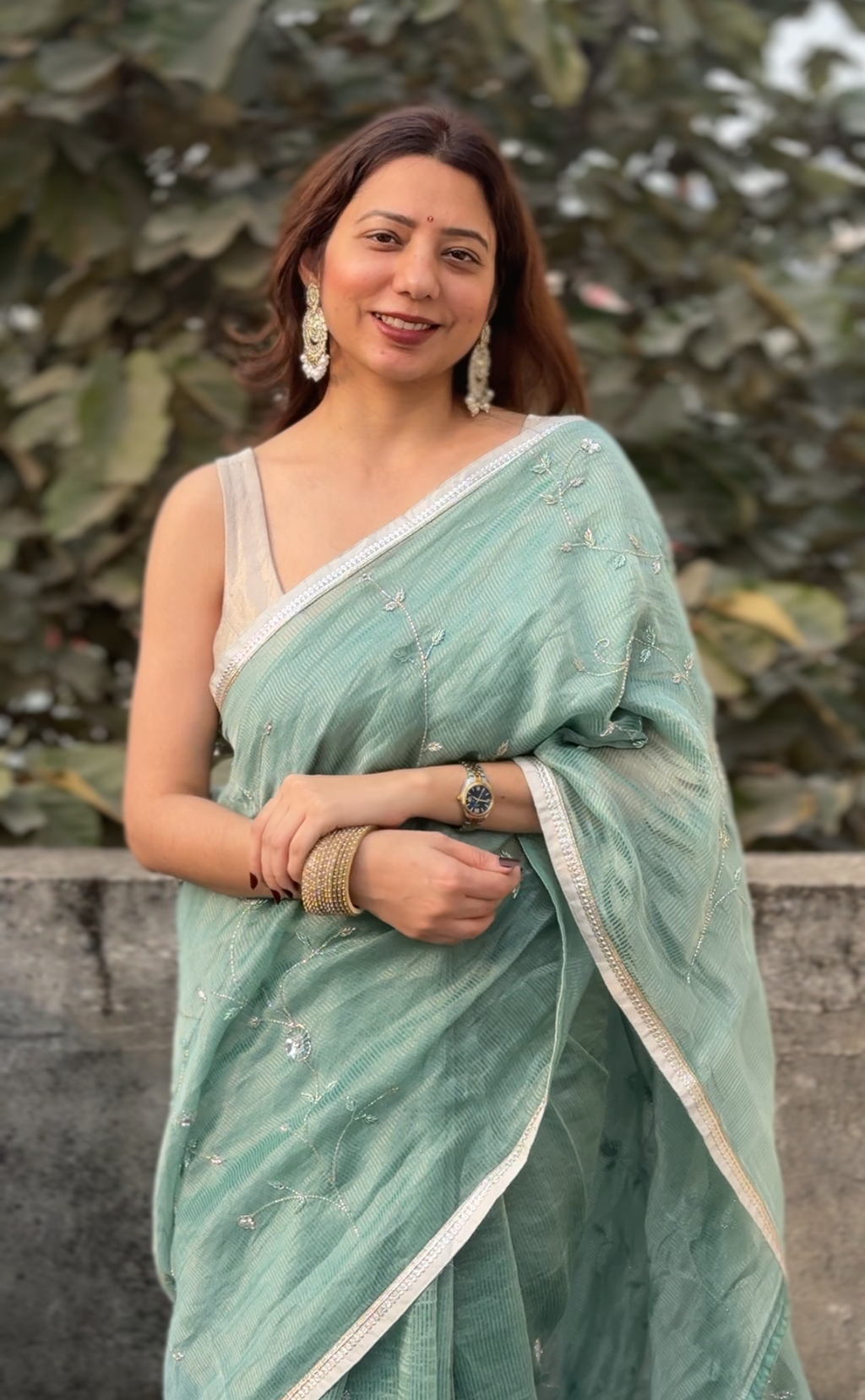 Sia | Green Viscose Organza & Silk Zari saree