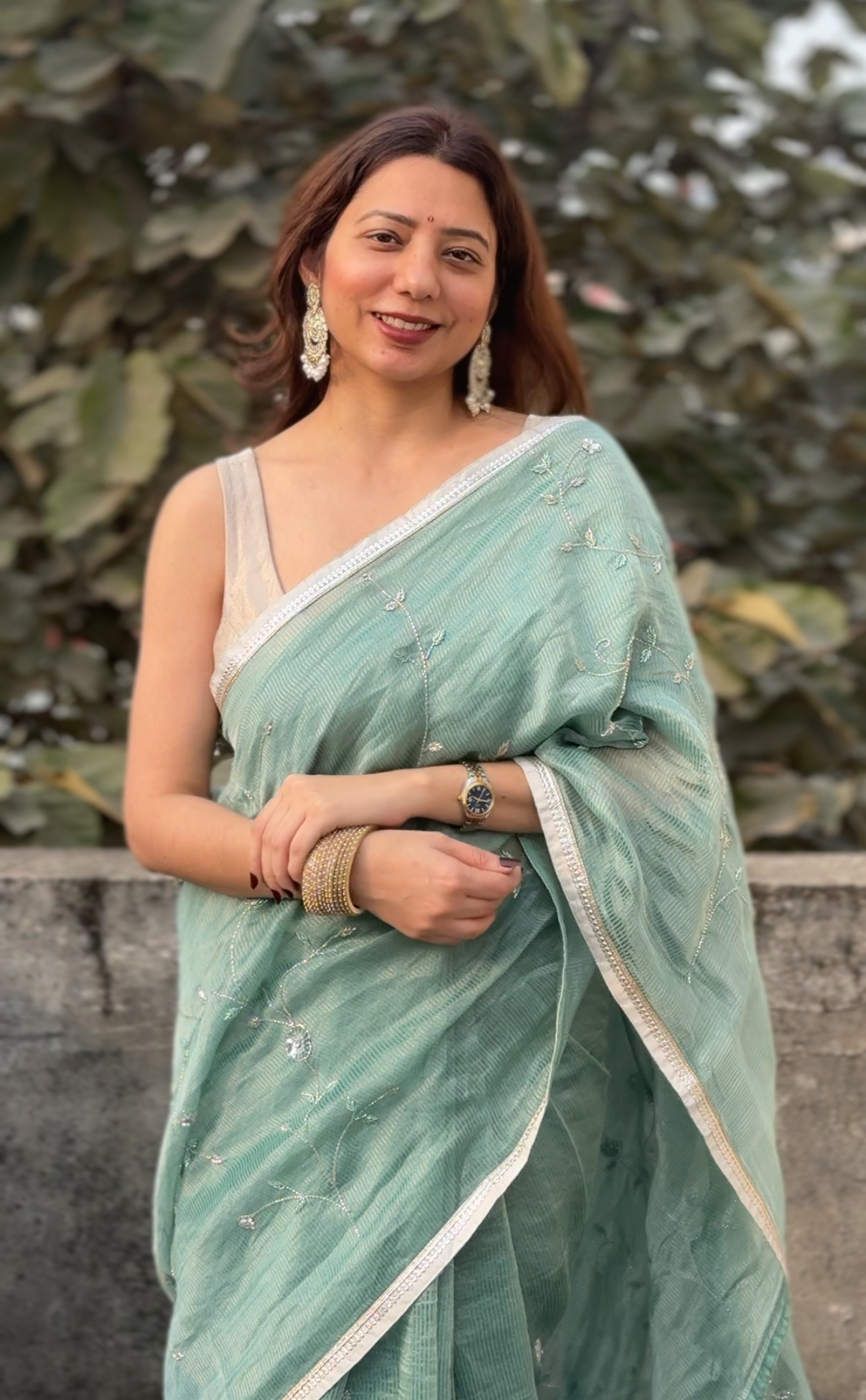 Sia | Green Viscose Organza & Silk Zari saree