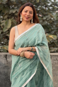 Sia | Green Viscose Organza & Silk Zari saree