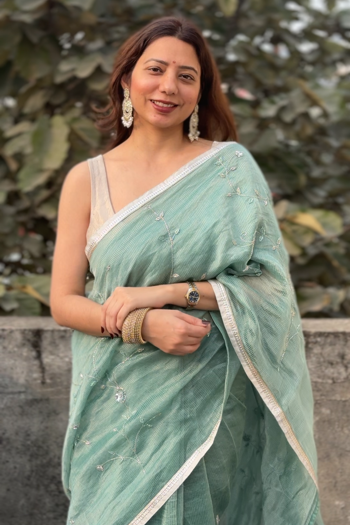 Sia | Green Viscose Organza & Silk Zari saree