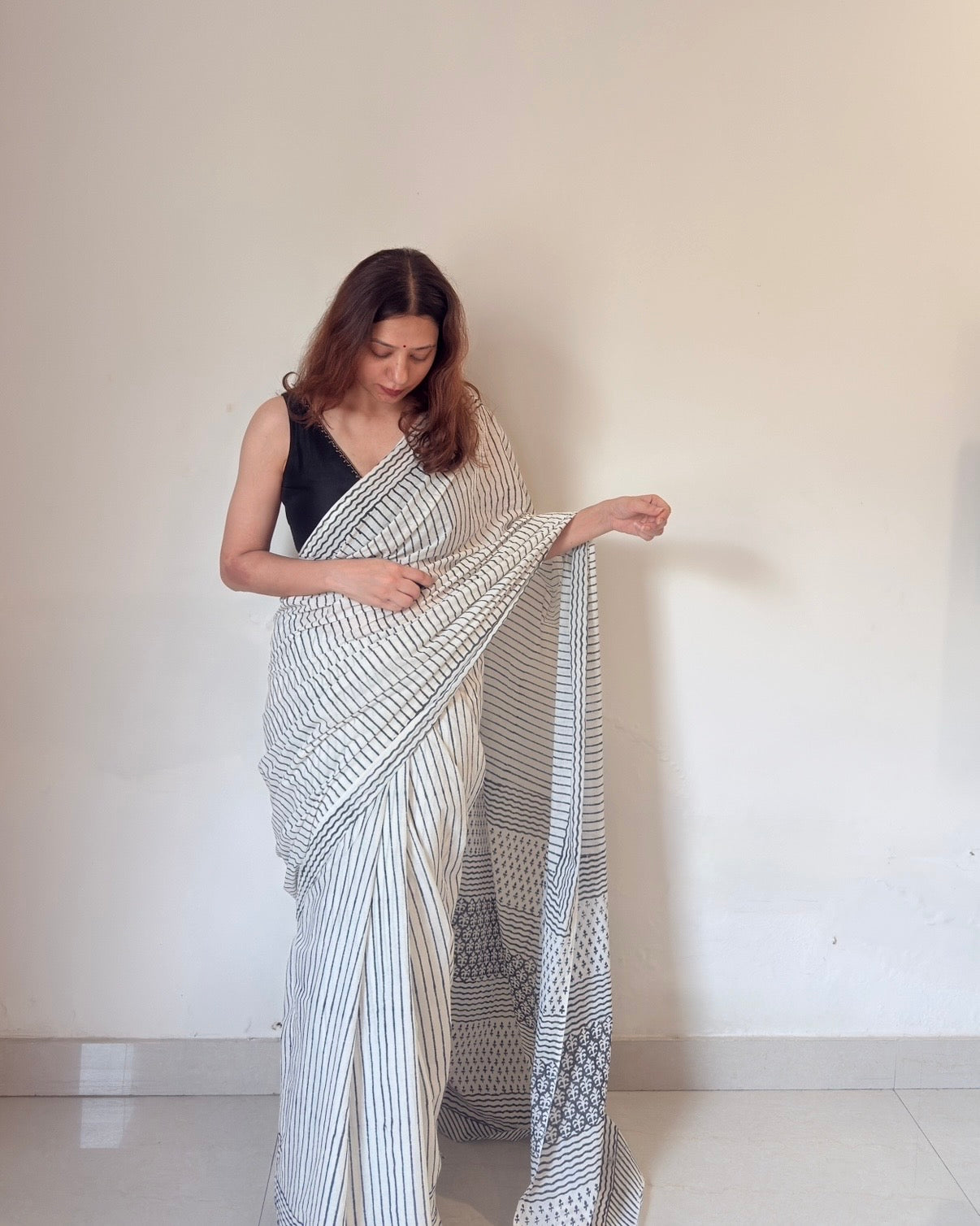 Riya | Hand Block Printed Cotton Saree