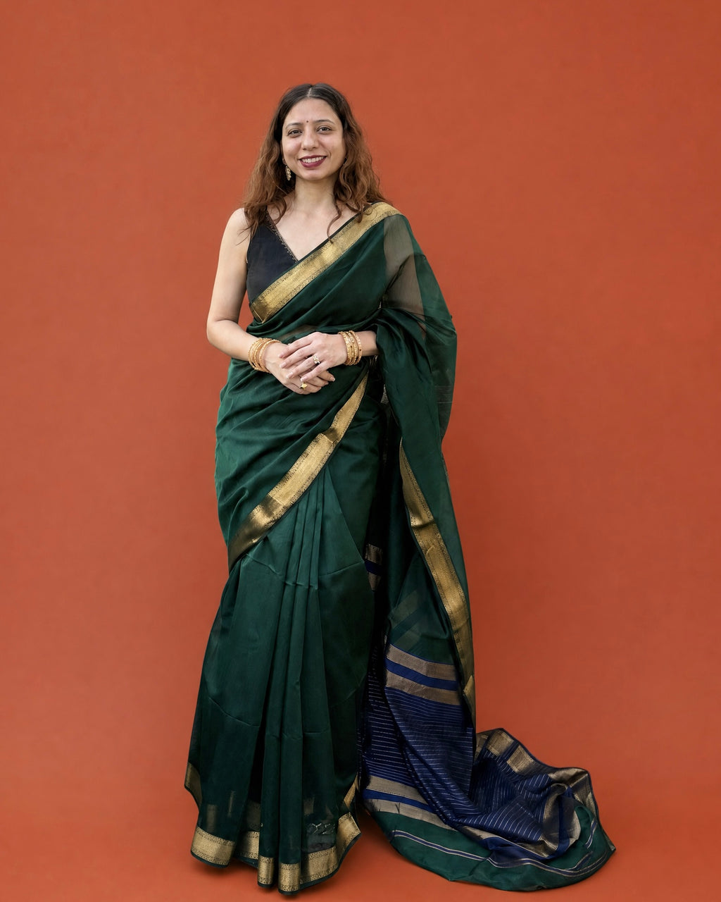 Tina | Green Blue Maheshwari Saree