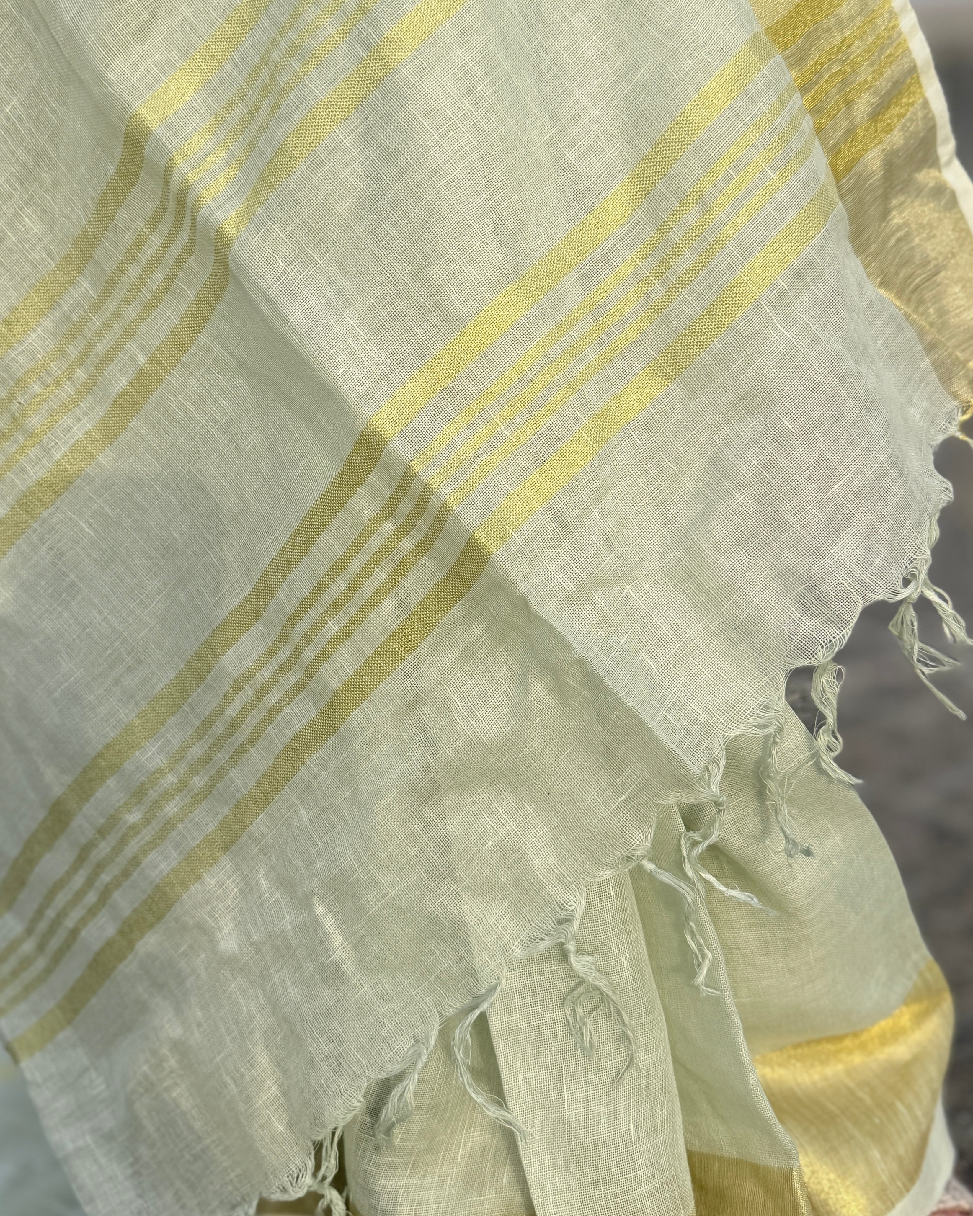 Sorbet | Green Linen Saree