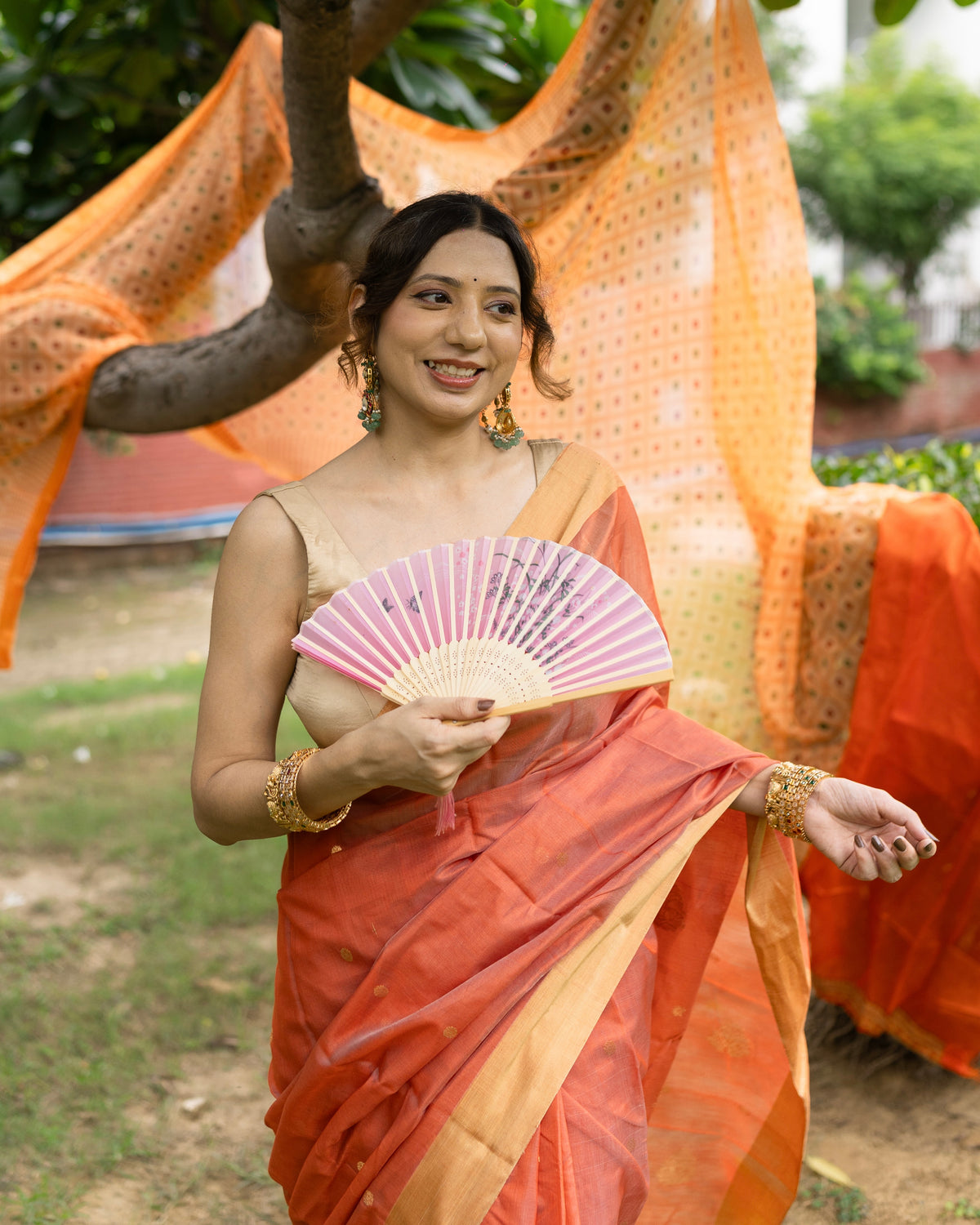 Narangi | Orange Chanderi Saree