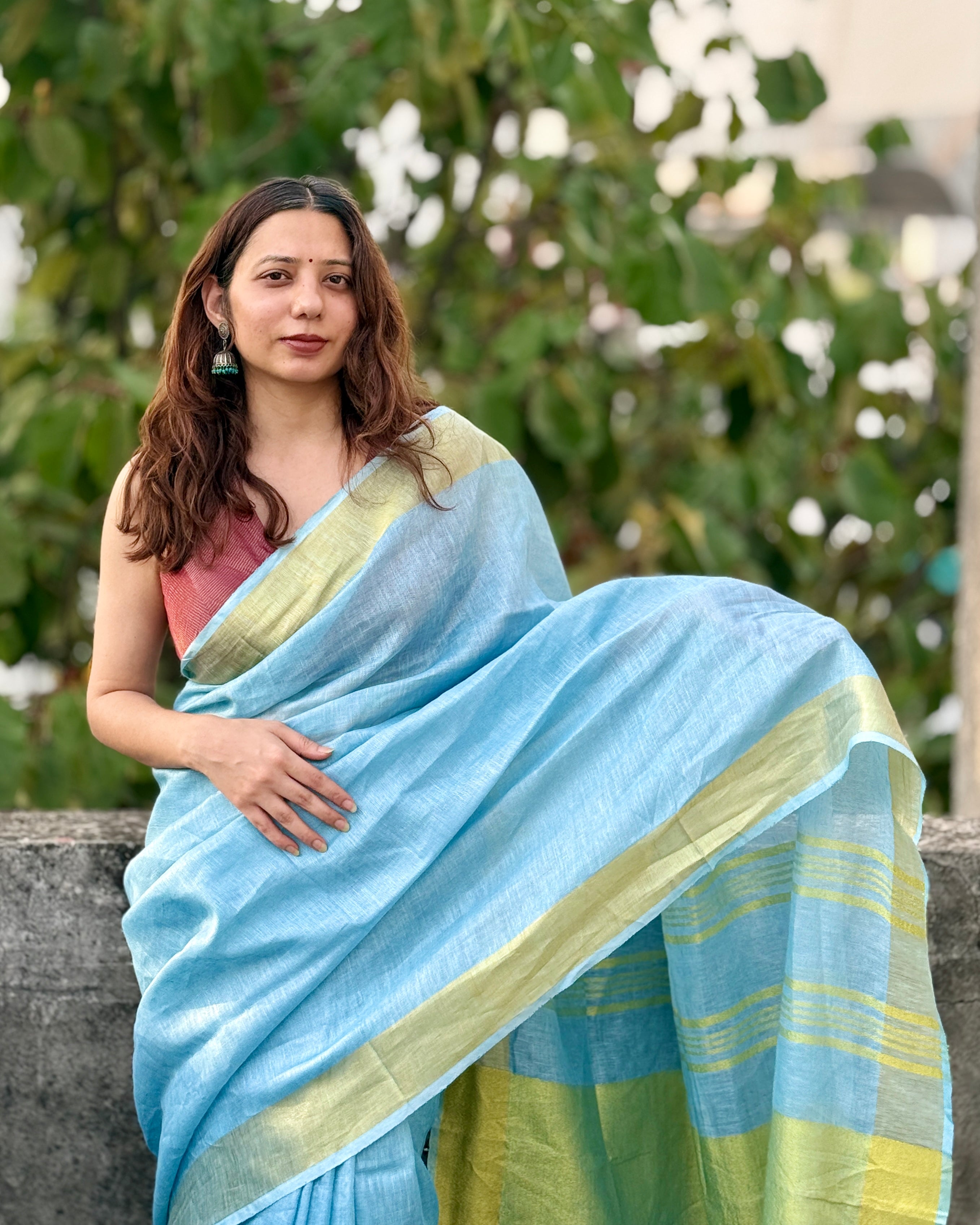Sorbet | Blue Linen Saree