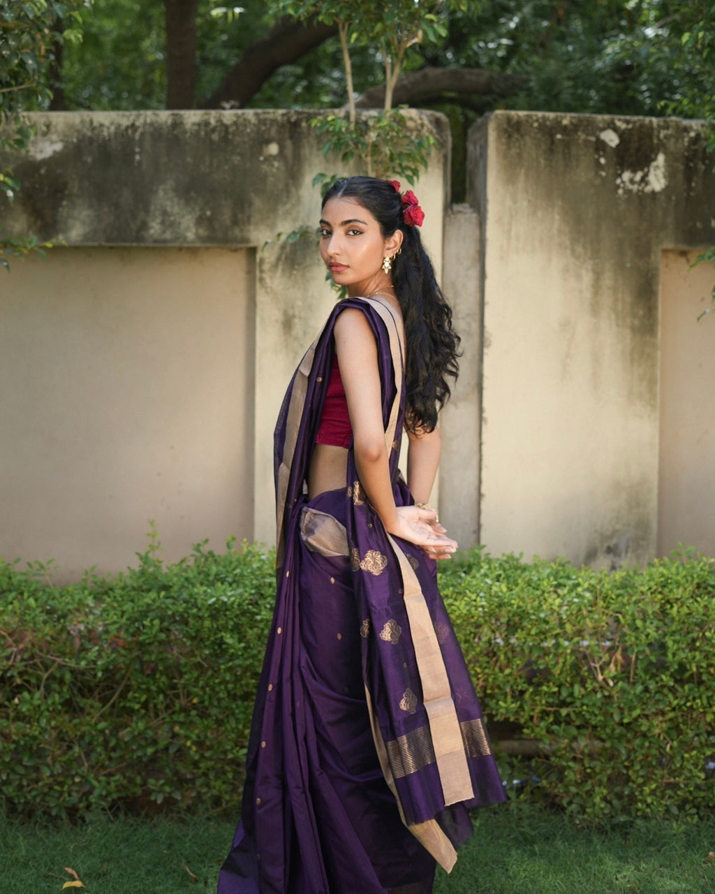Neelima | Purple Chanderi Silk Saree