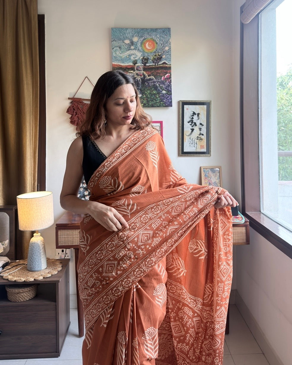 Preet | Hand Block Printed Cotton Saree